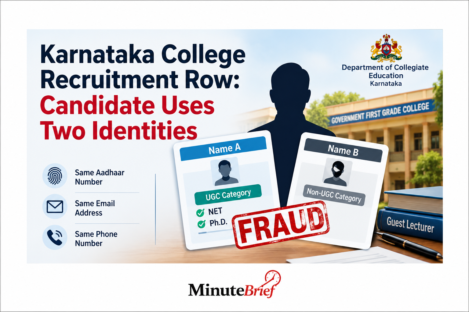 Notice issued to candidate for applying for guest lecturer post under two names