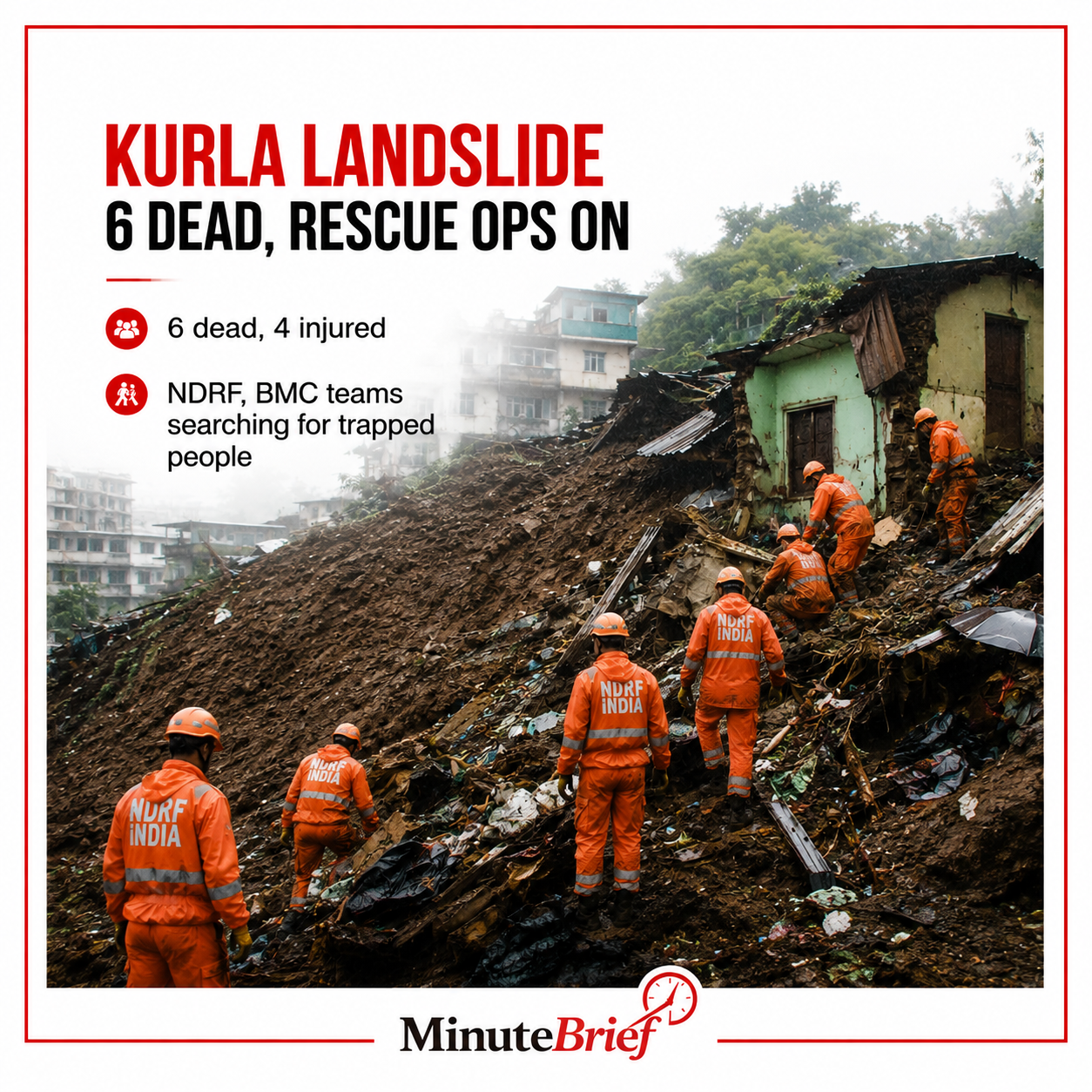 Six dead in Mumbai Kurla landslip amid ongoing rescue operations