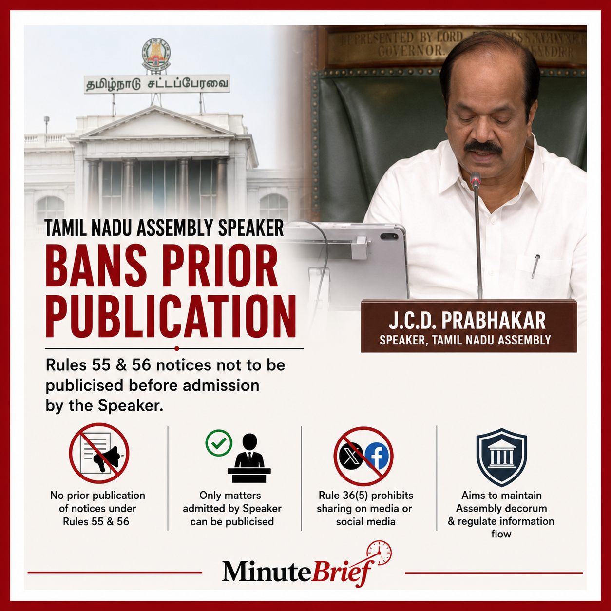 Tamil Nadu Speaker bans prior publication of Assembly issues