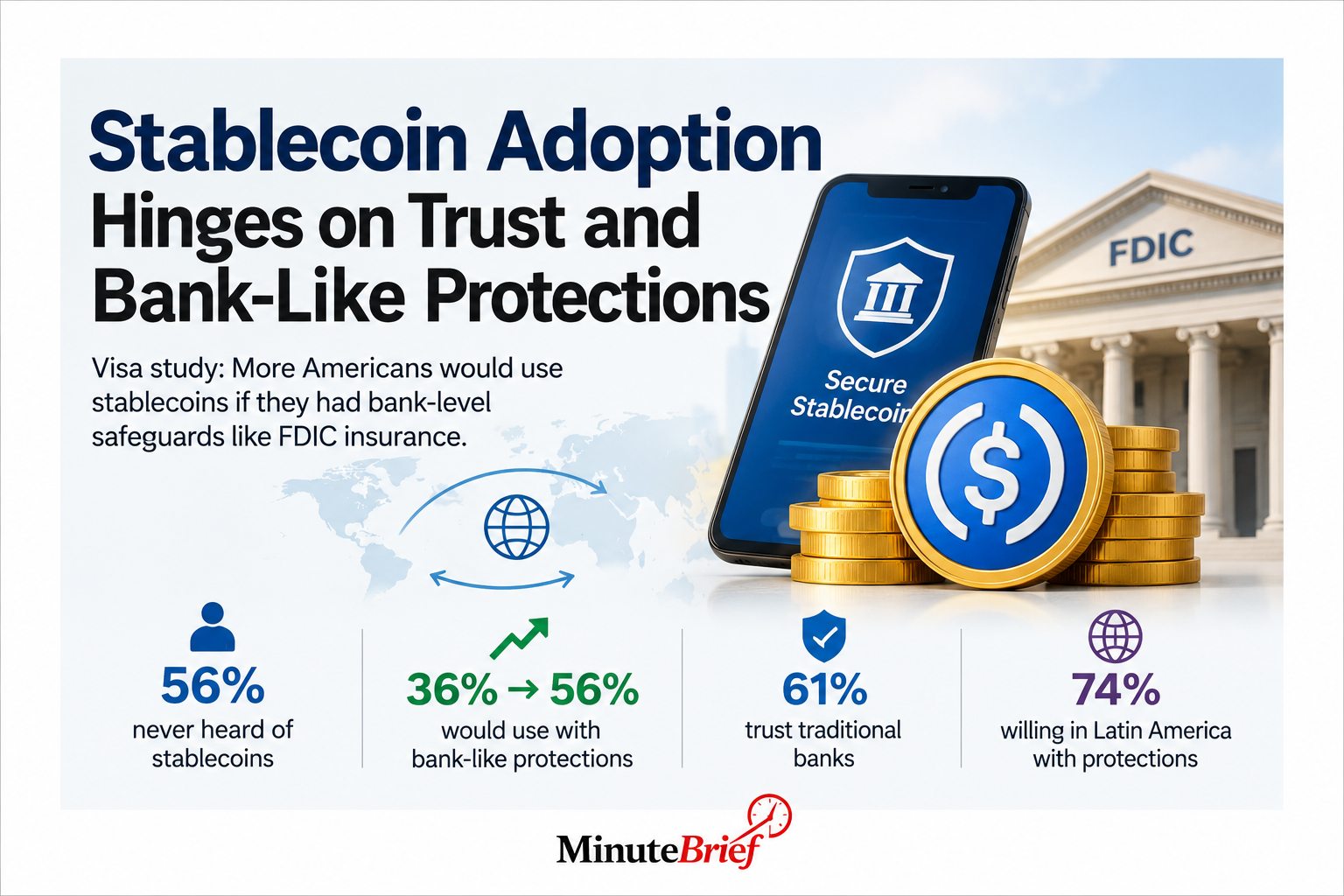 Visa study: Americans would use stablecoins with bank protections