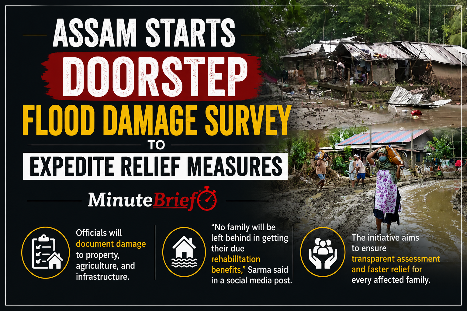 Assam Starts Doorstep Flood Damage Survey to Expedite Relief Measures