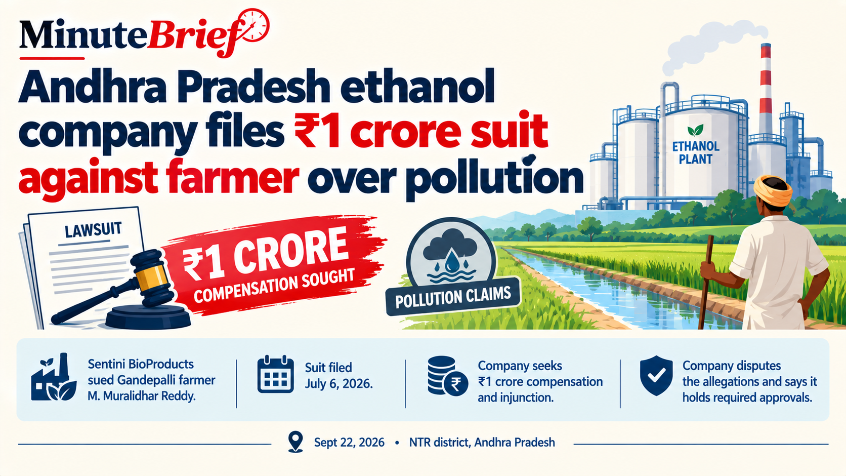 Andhra Pradesh ethanol company files ₹1 crore suit against farmer over pollution