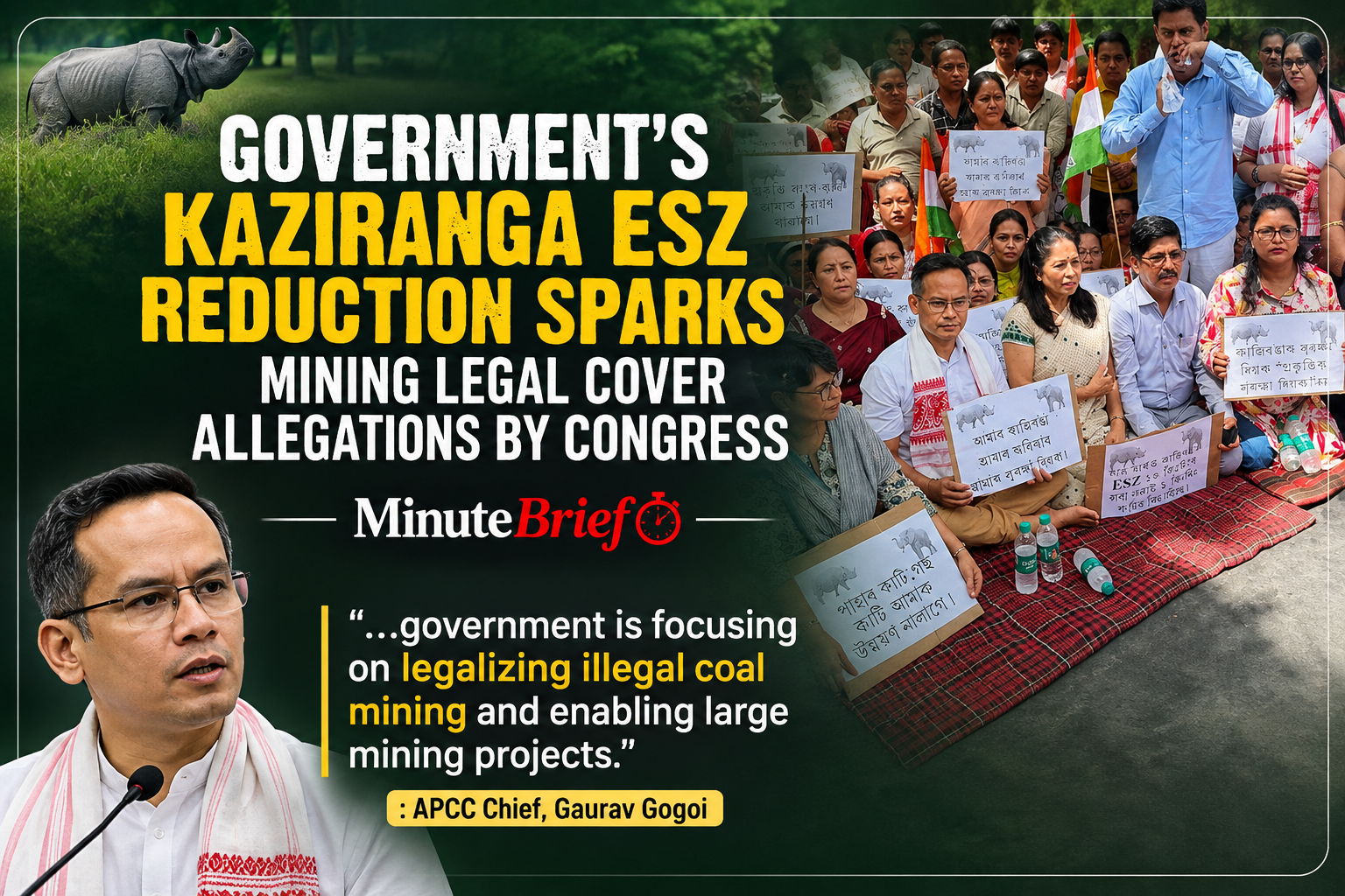 Government's Kaziranga ESZ Reduction Sparks Mining Legal Cover Allegations by Congress