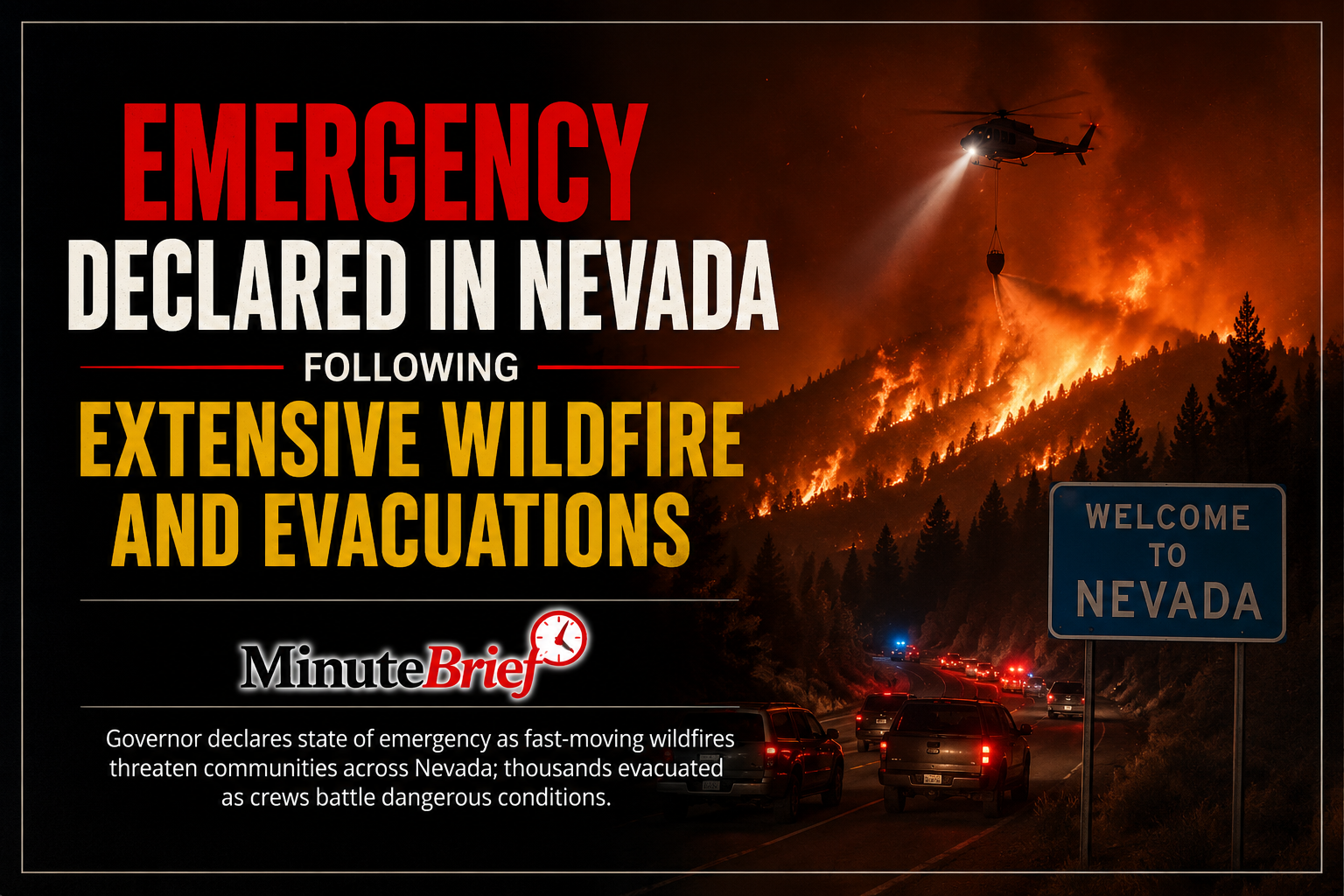 Widespread Evacuations Underway: Nevada Battles Expanding Wildfire with State Emergency Declared