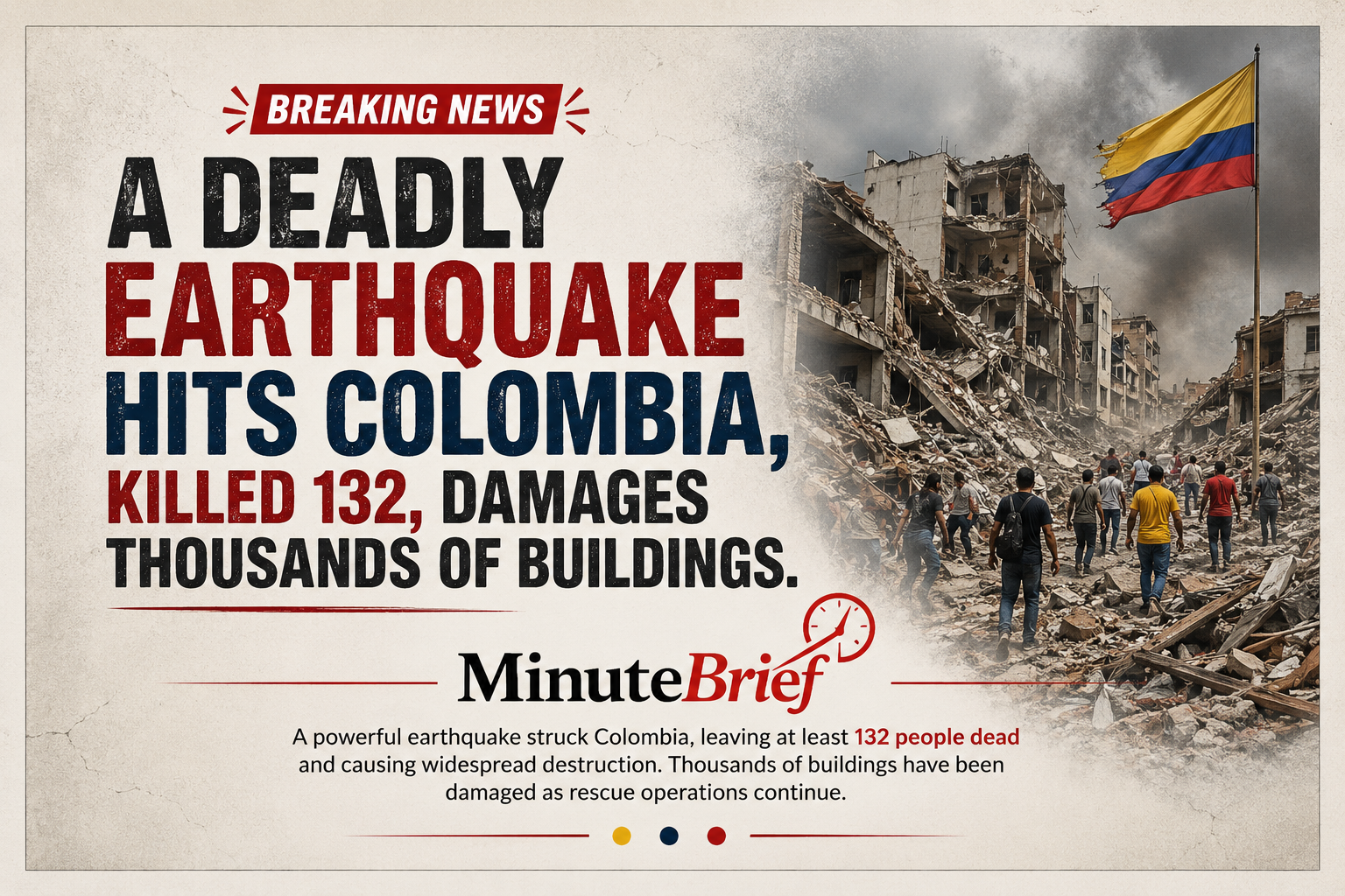 Deadly Earthquake Strikes Colombia: Killed 132, Damaged Thousands of Buildings