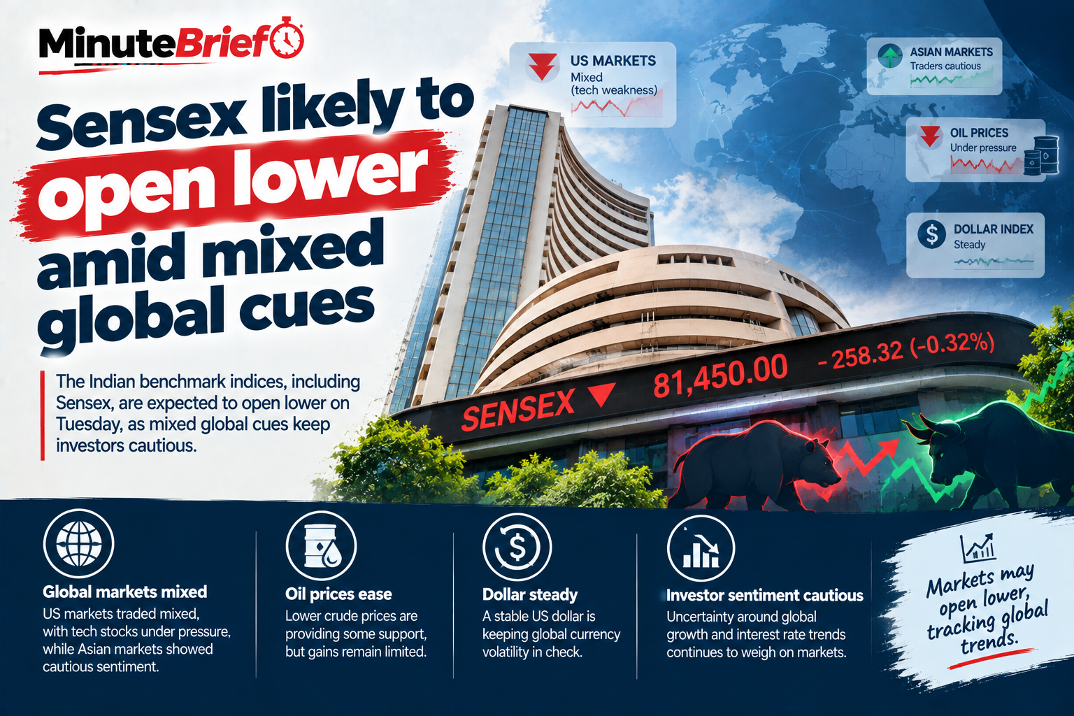 Sensex likely to open lower amid mixed global cues