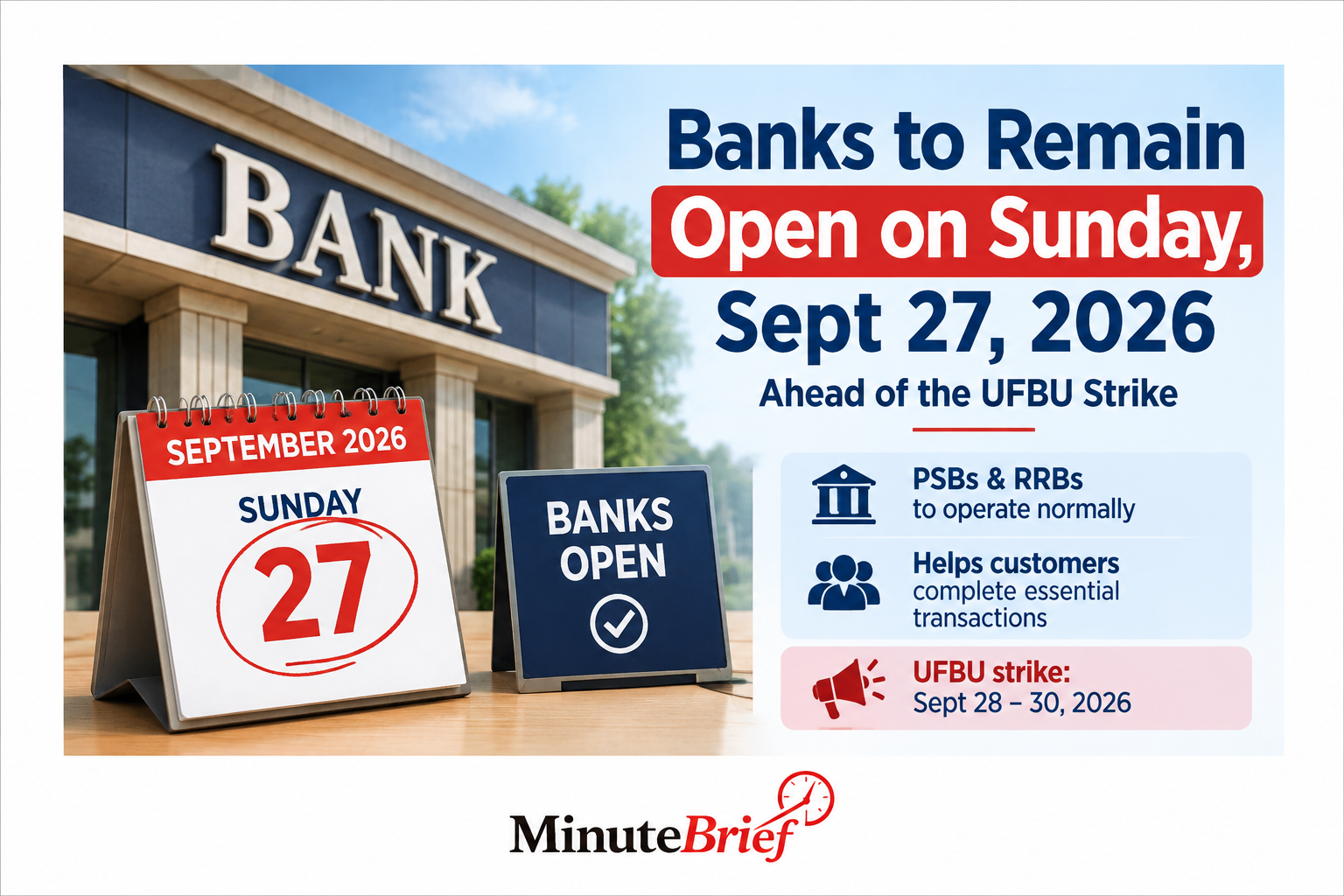 Banks to open on Sunday amid proposed three-day strike
