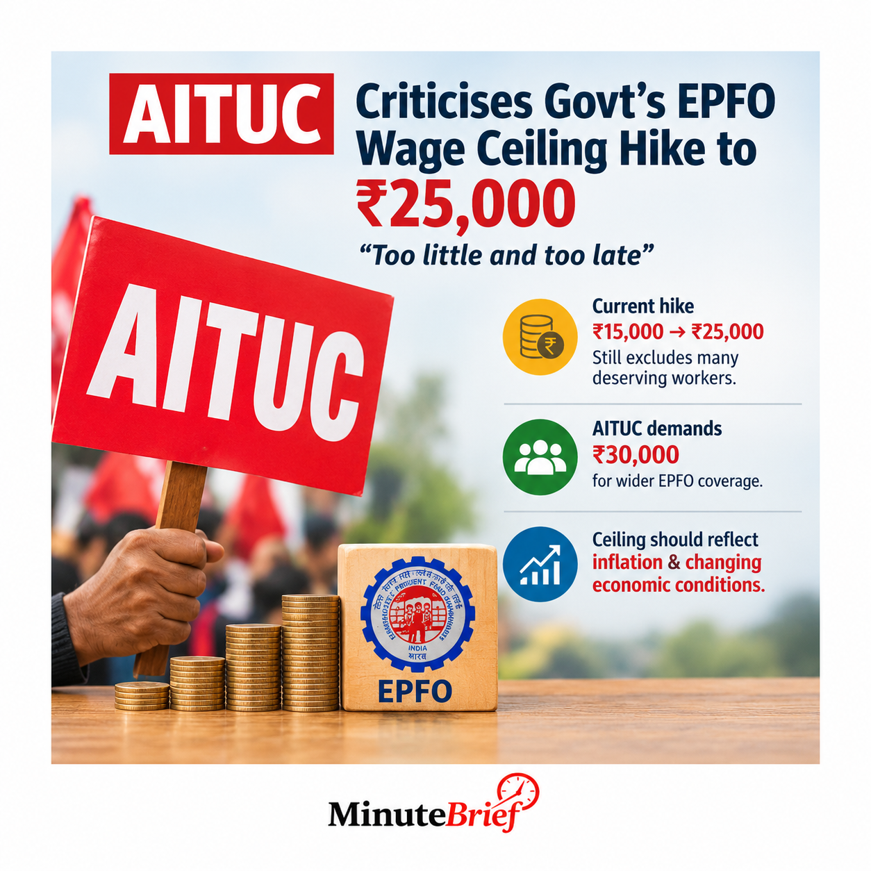AITUC says EPFO wage ceiling of ₹25,000 is inadequate