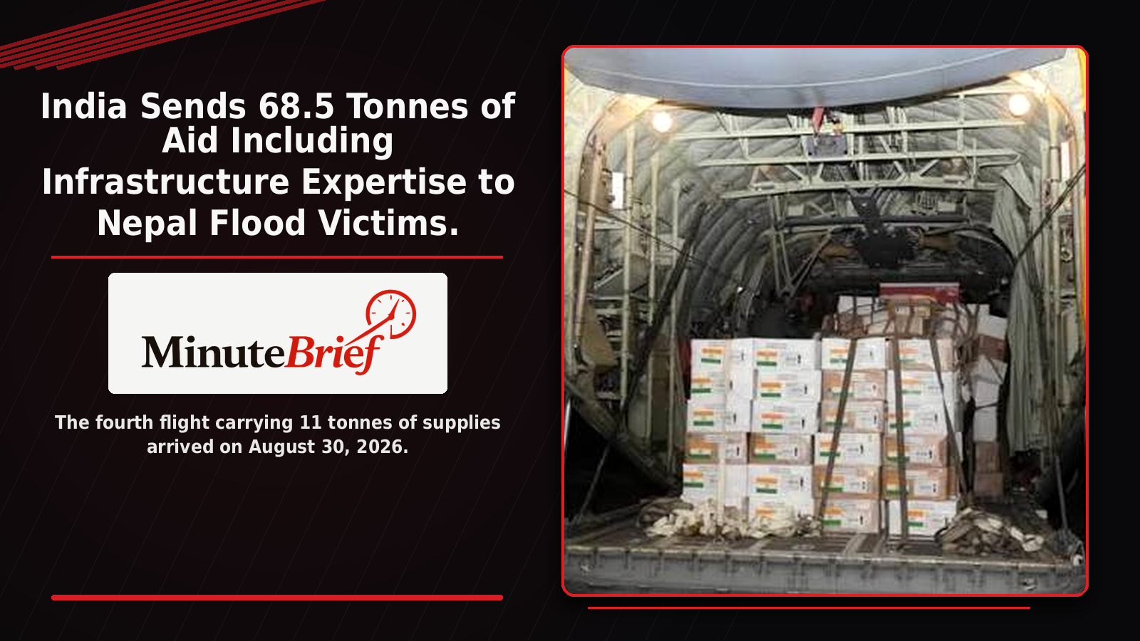 India Sends 68.5 Tonnes of Aid Including Infrastructure Expertise to Nepal Flood Victims