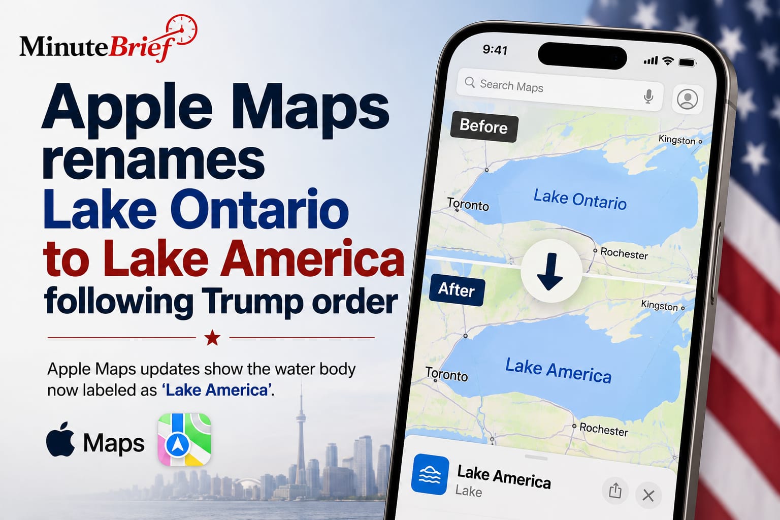 Apple Maps Renames Lake Ontario to Lake America