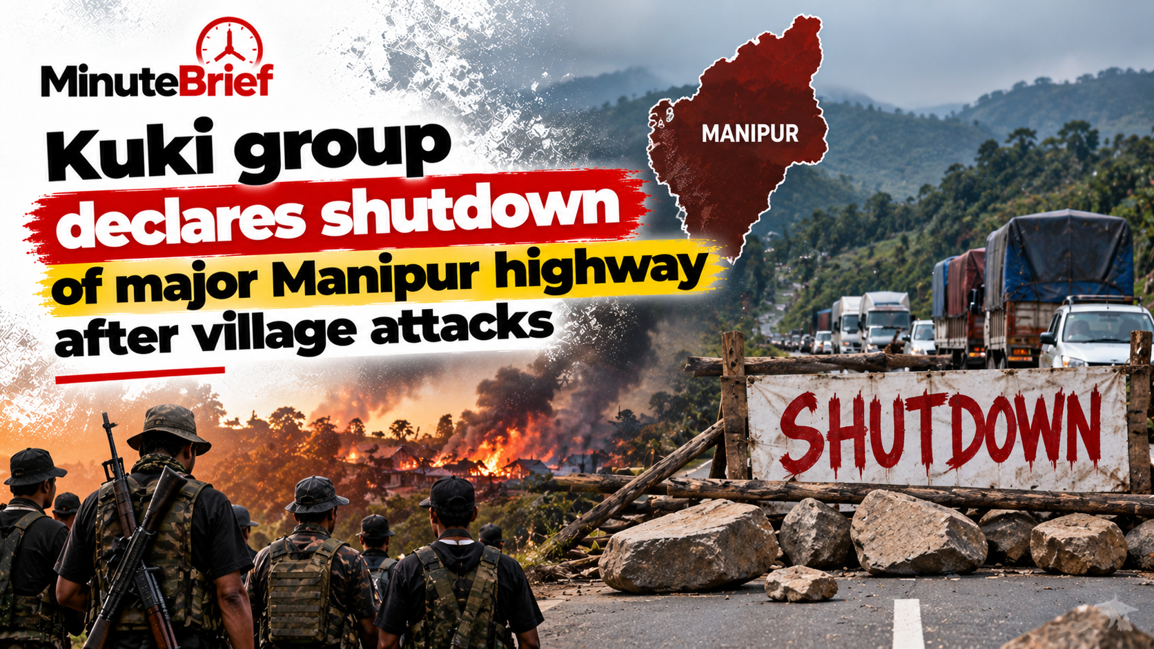Kuki group declares shutdown of major Manipur highway after village attacks