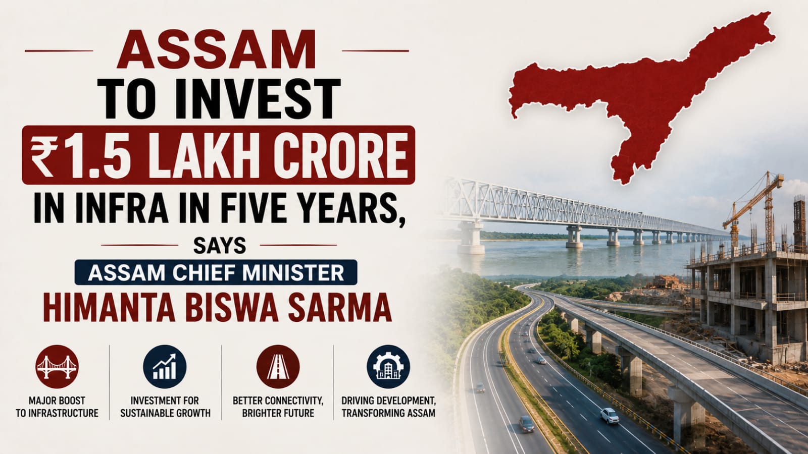 ₹1.5 Lakh Crore Investment Planned for Assam Infrastructure Over Five Years
