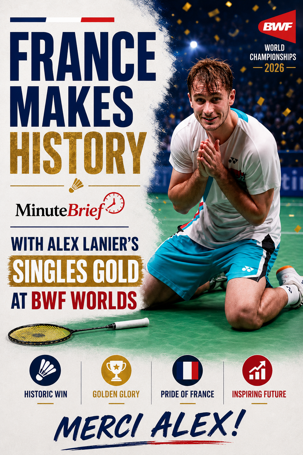 France makes history with Alex Lanier's singles gold at BWF Worlds