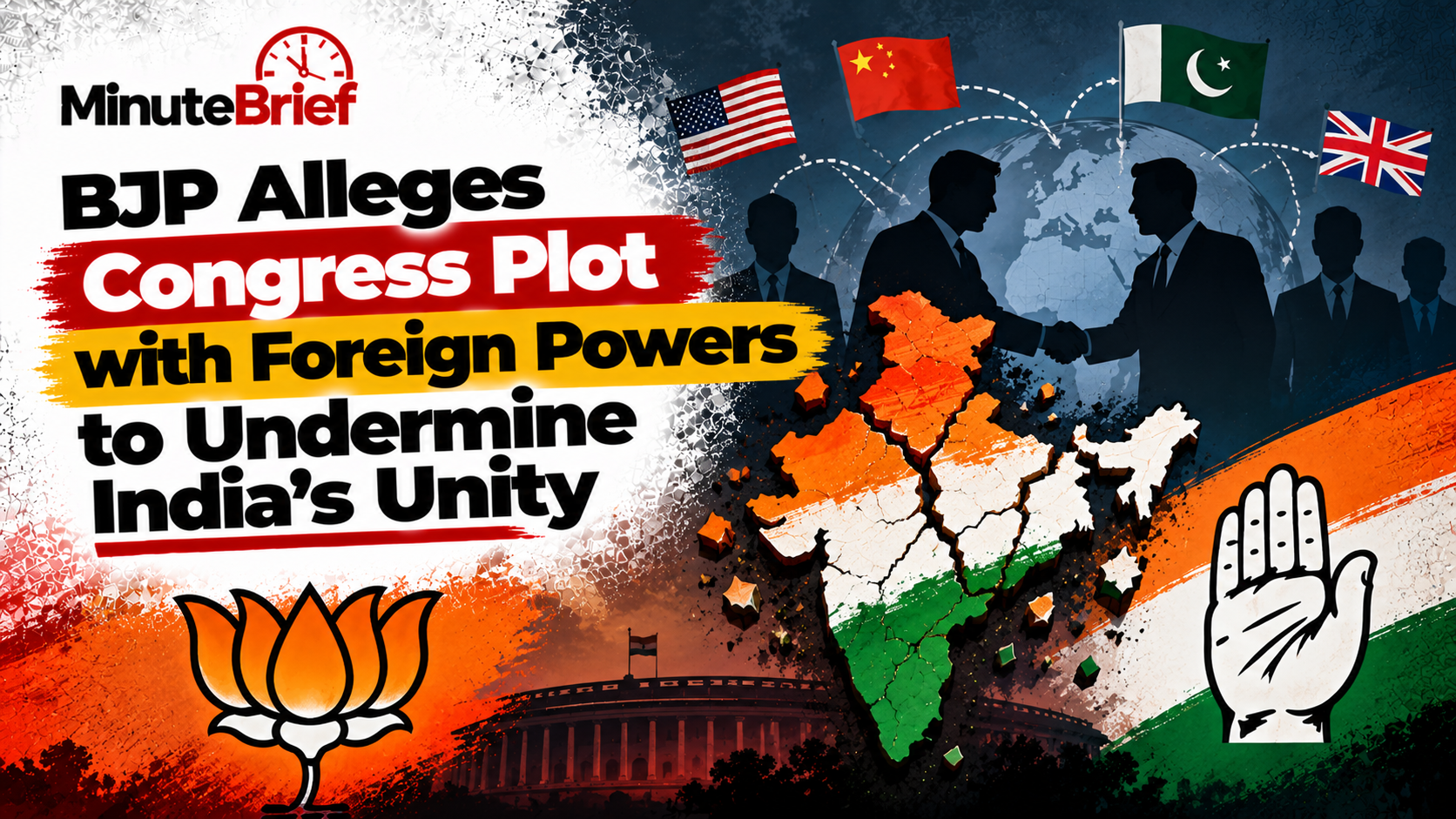 BJP Alleges Congress Plot with Foreign Powers to Undermine India’s Unity