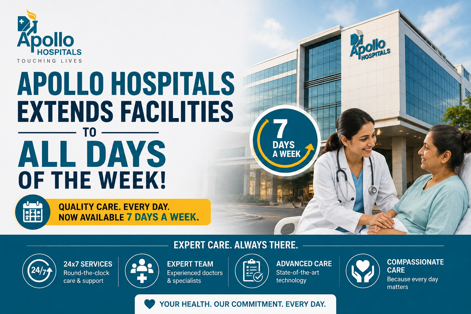 Apollo Hospitals Now Open for Outpatient Services Seven Days a Week