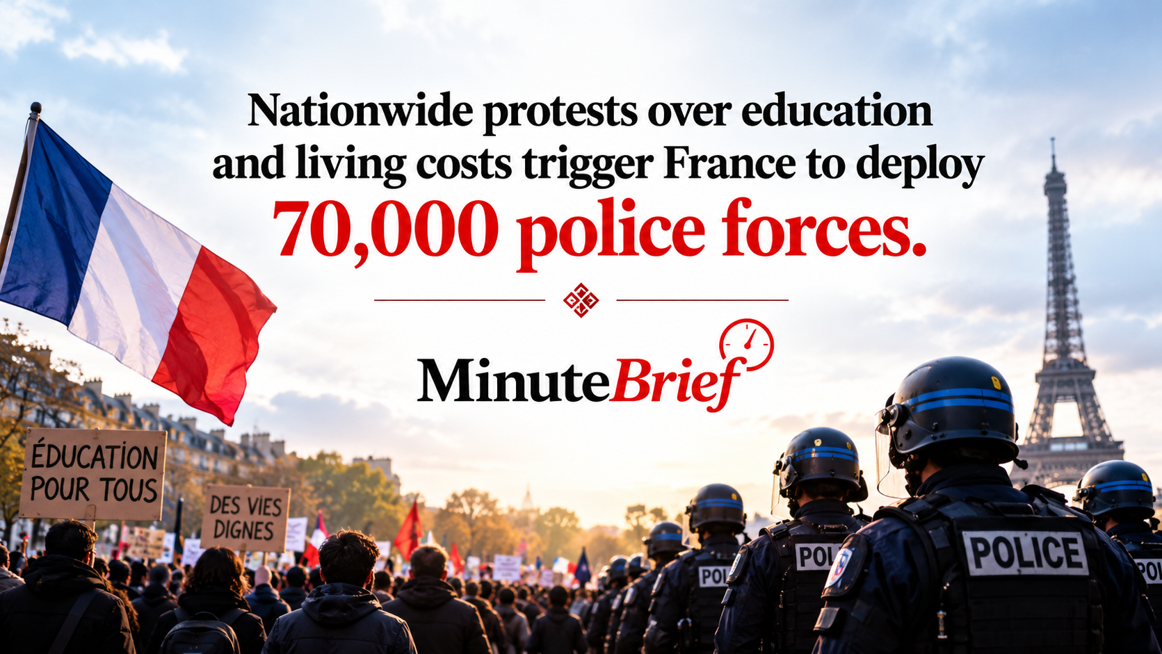 France to Mobilize 70,000 Police Officers Ahead of Large Student-Led Protests Spanning the Nation
