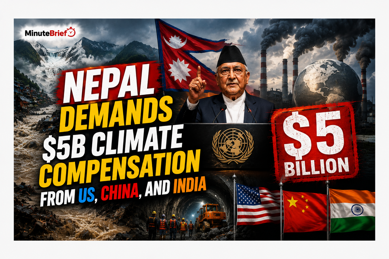 Nepal Demands $5B Climate Compensation From US, China, and India