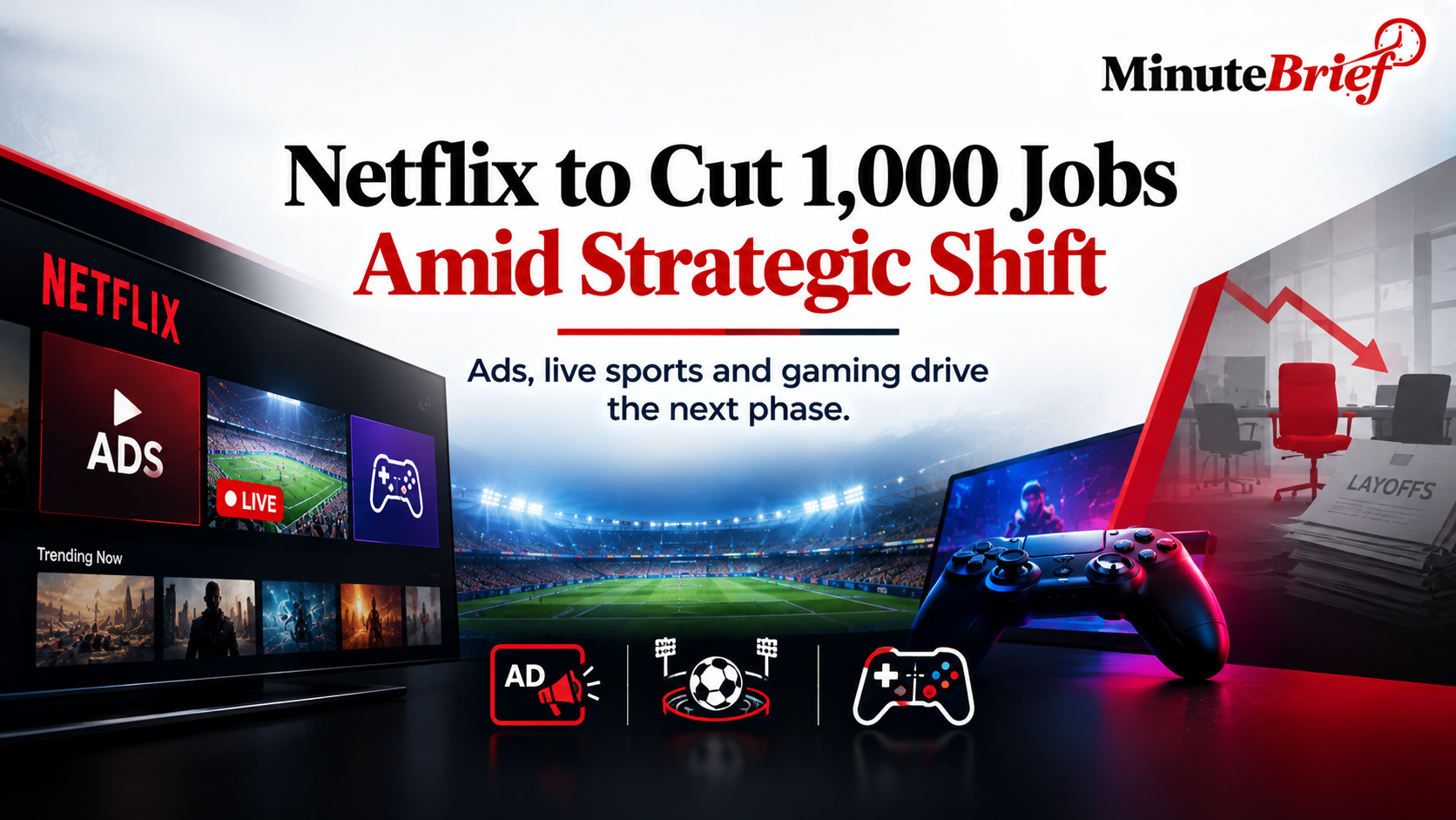 Netflix Announces 1,000 Job Cuts Amid Strategic Shift Toward Ads, Live Sports, and Gaming