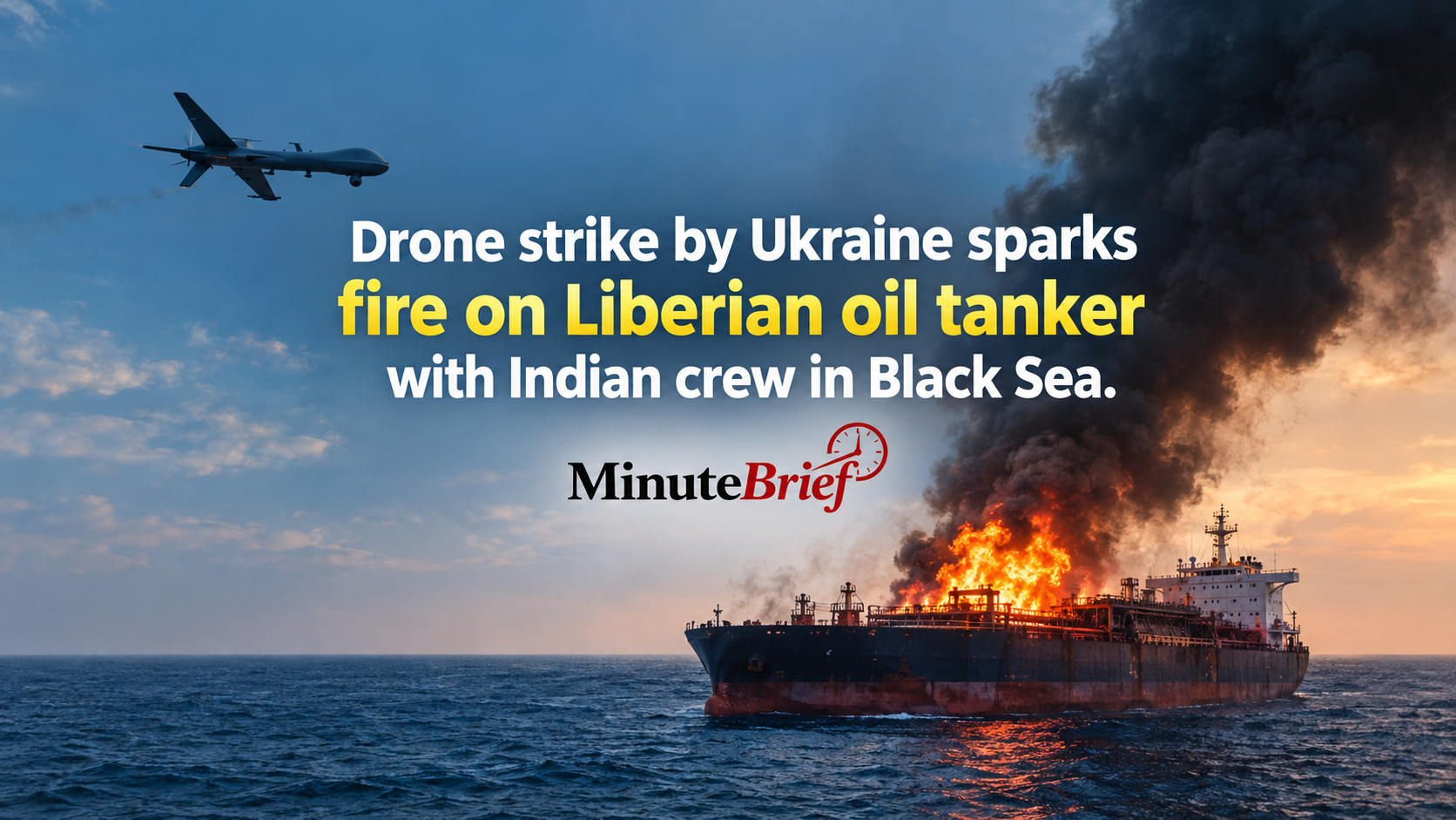Liberian-Flagged Oil Tanker Carrying Indian Crew Set Ablaze in Black Sea Drone Attack by Ukraine