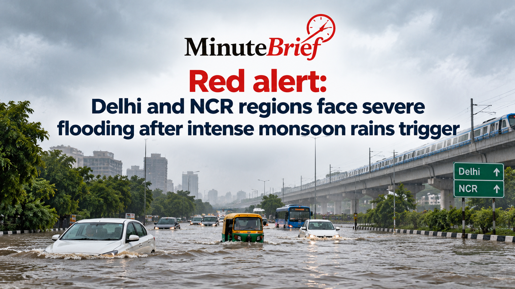 Heavy Rains Cause Severe Waterlogging and Traffic Jams in Delhi and NCR, Red Alert Declared