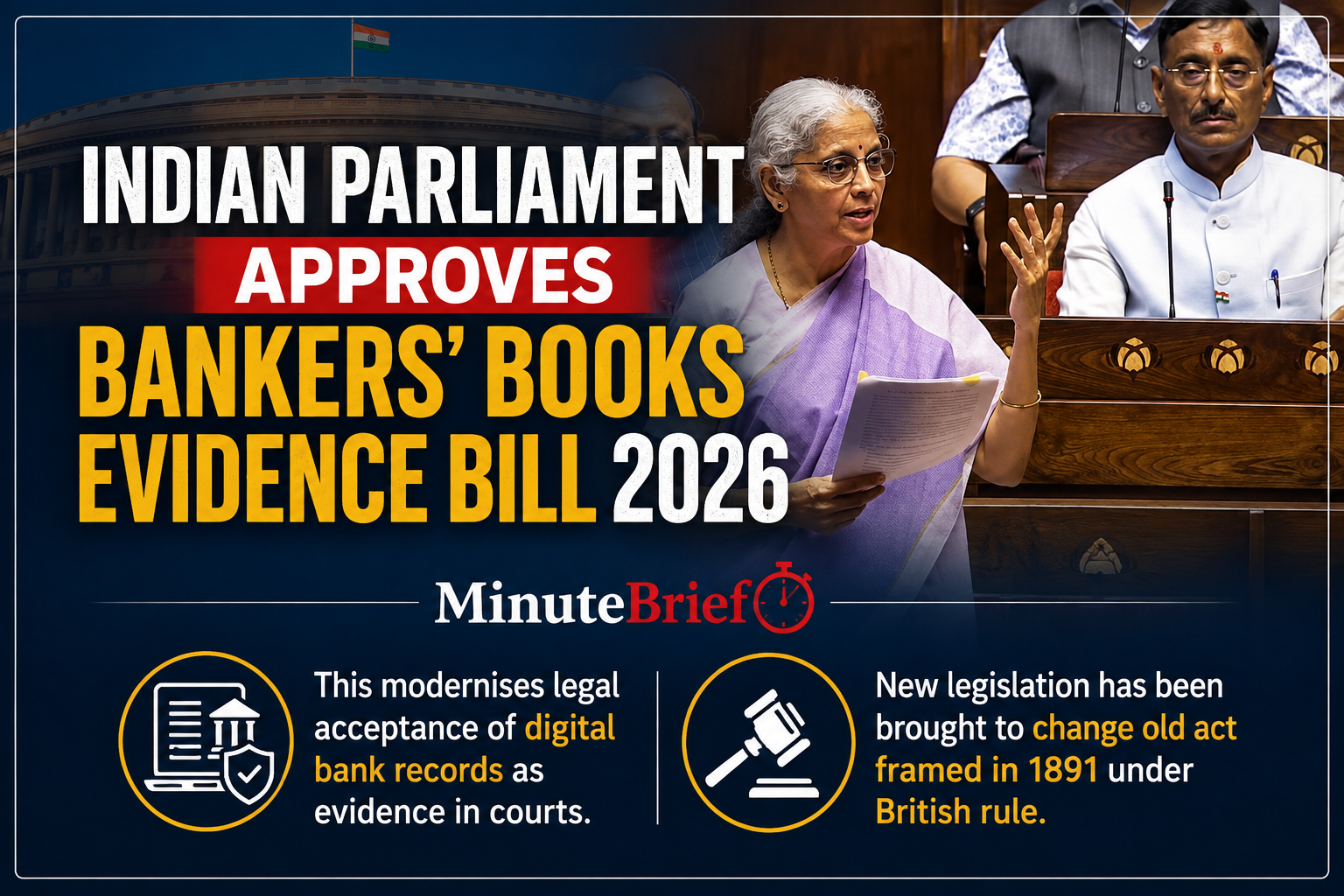 Indian Parliament Approves Bankers’ Books Evidence Bill 2026