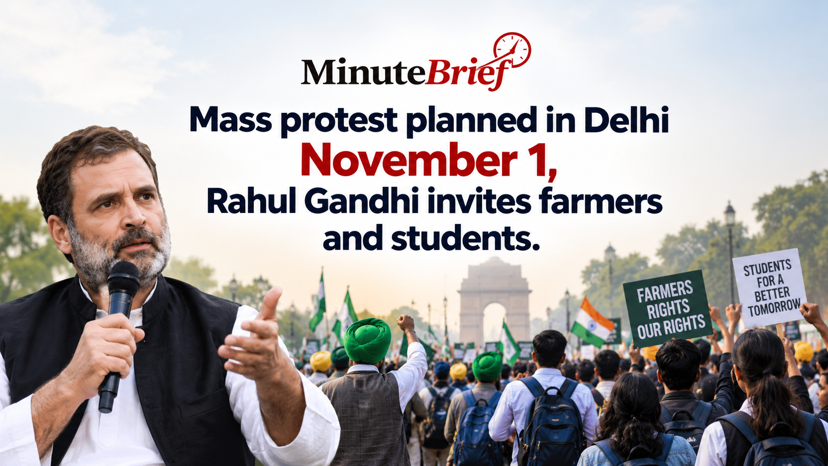 Rahul Gandhi Calls for Mass Participation in November 1 'Chalo Delhi' march by Farmers and Students