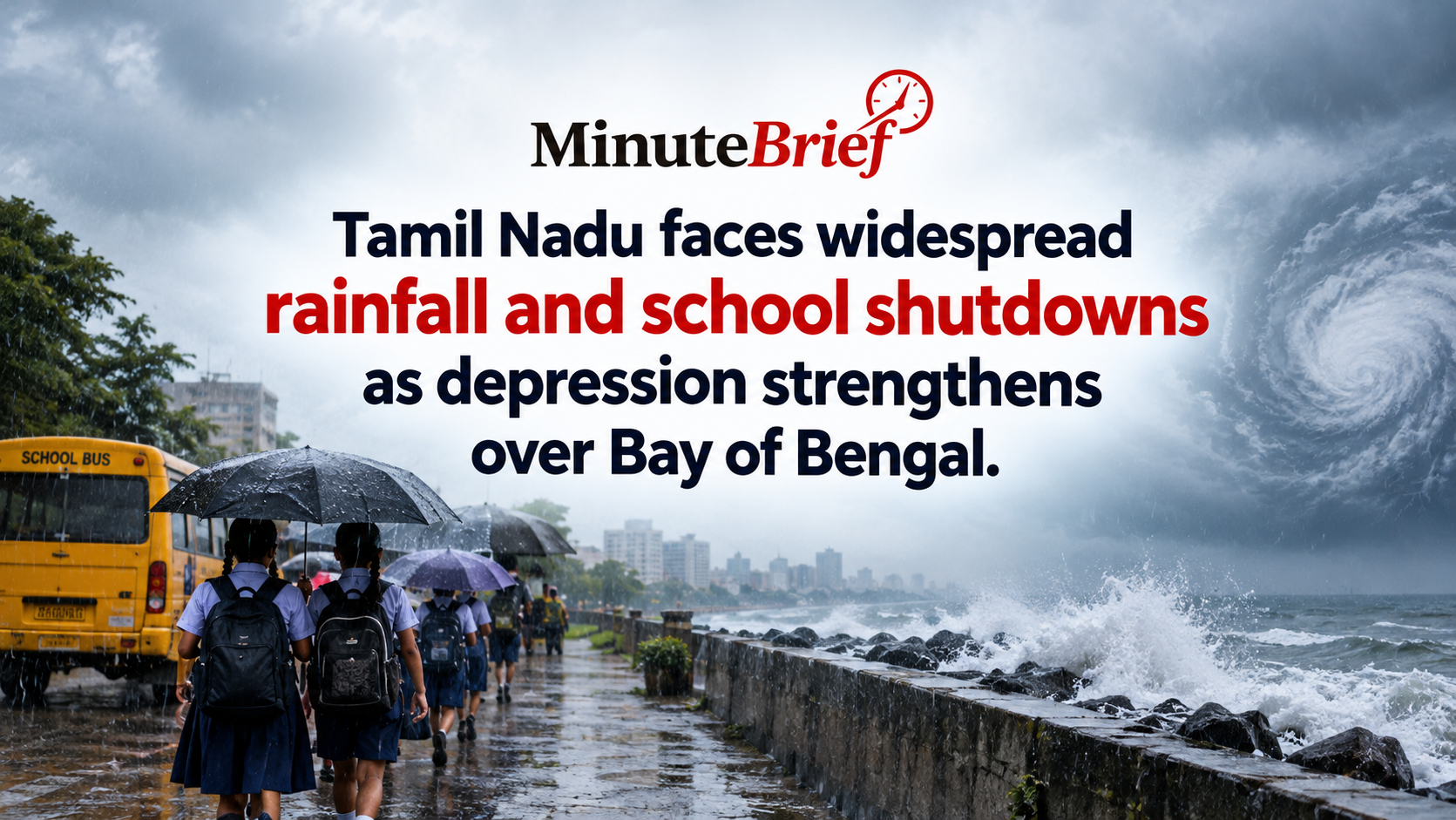 Tamil Nadu Schools Shut Down in Several Districts Due to Intense Rainfall from Bay of Bengal Depression
