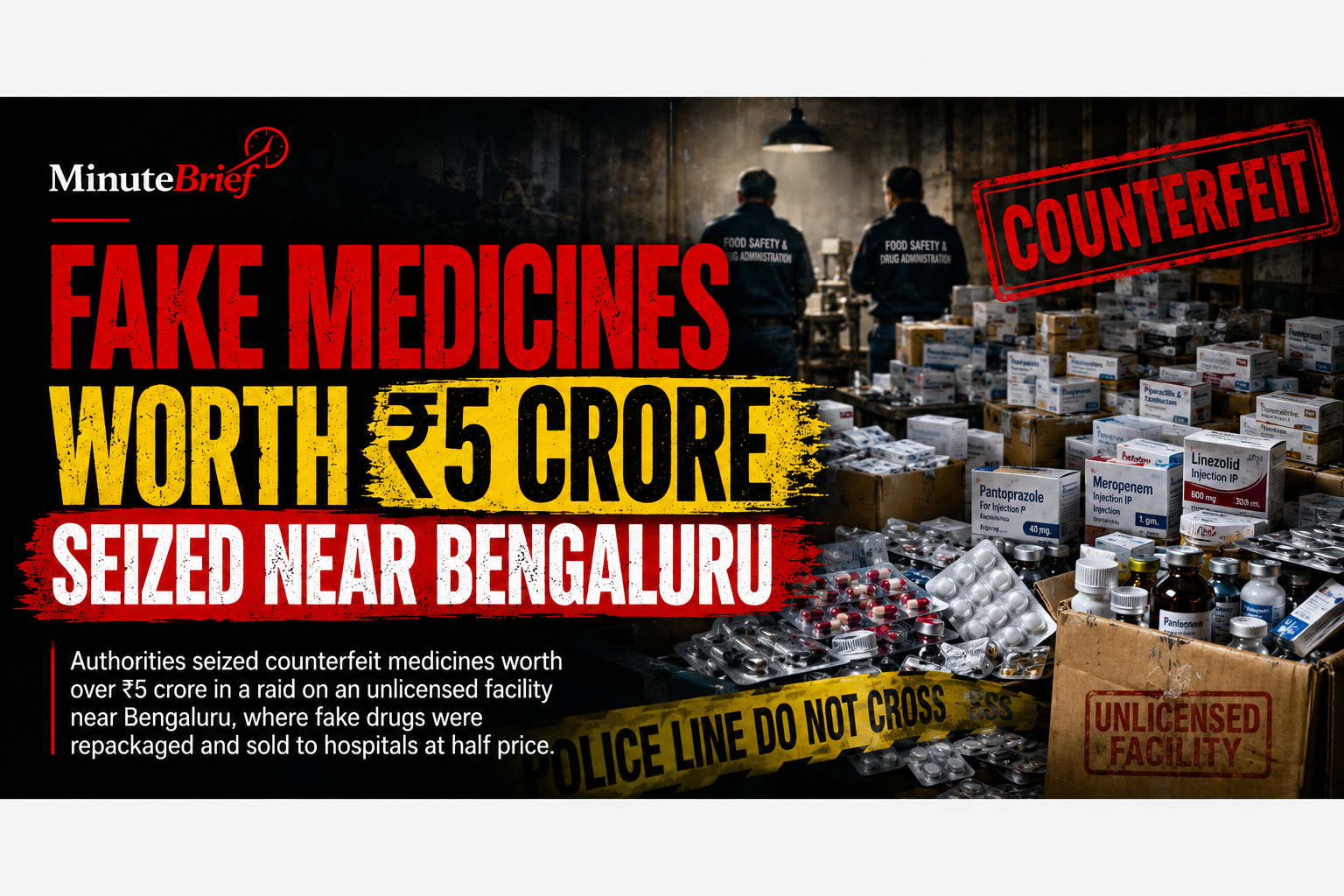 Fake Medicines Worth ₹5 Crore Seized Near Bengaluru