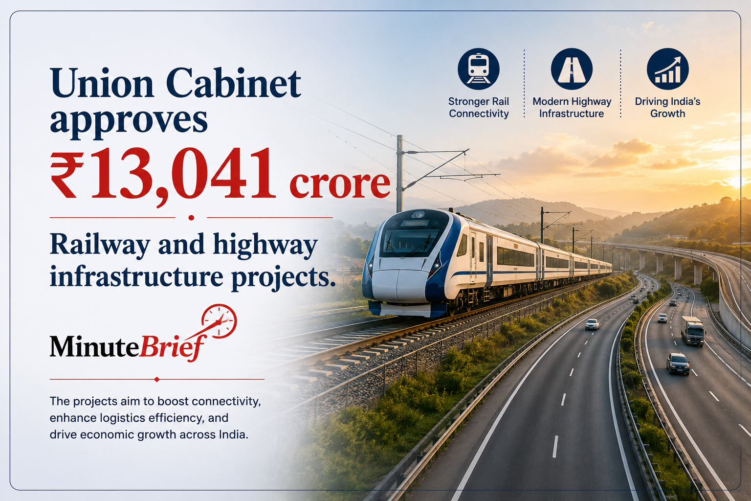 Union Cabinet Approved Rs 13,041 Crore to Upgrade Railway and Highway Infrastructure Across Five Indian States