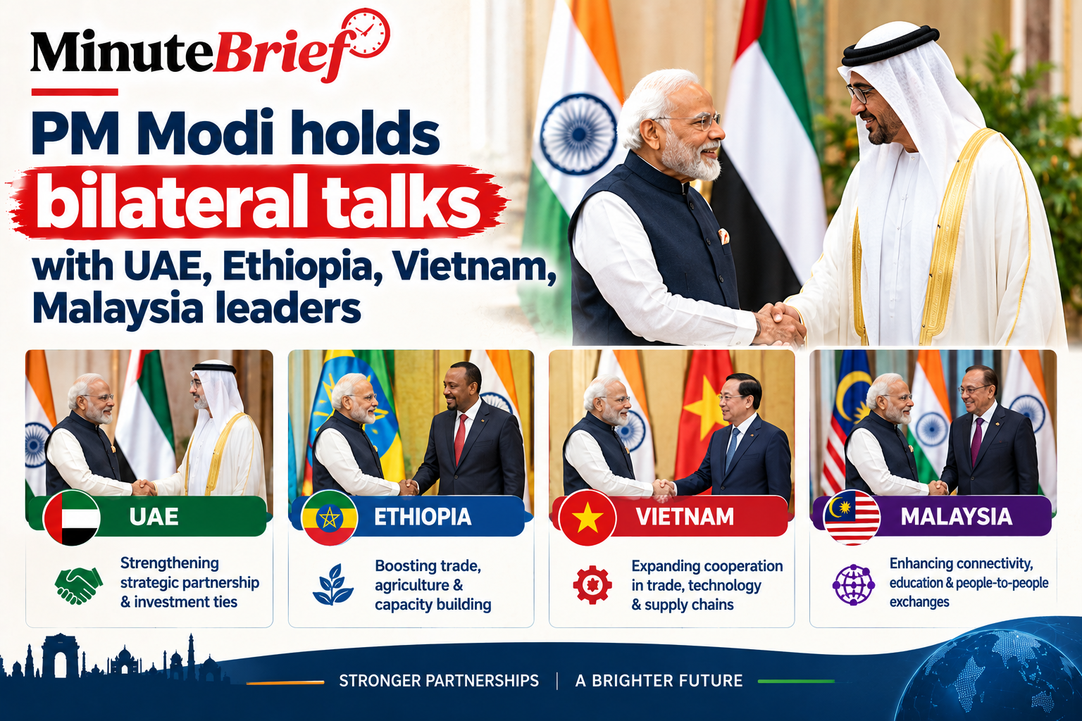 PM Modi holds bilateral talks with UAE, Ethiopia, Vietnam, Malaysia leaders