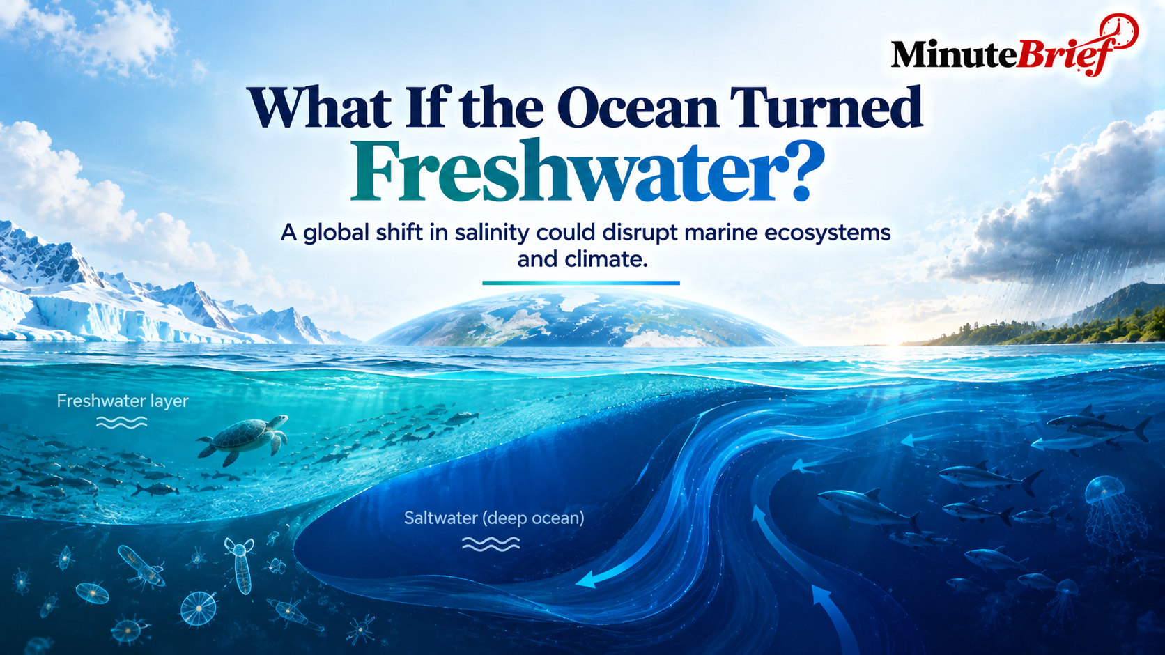 The Global Impact of a Freshwater Ocean Scenario: Ecological and Climatic Consequences