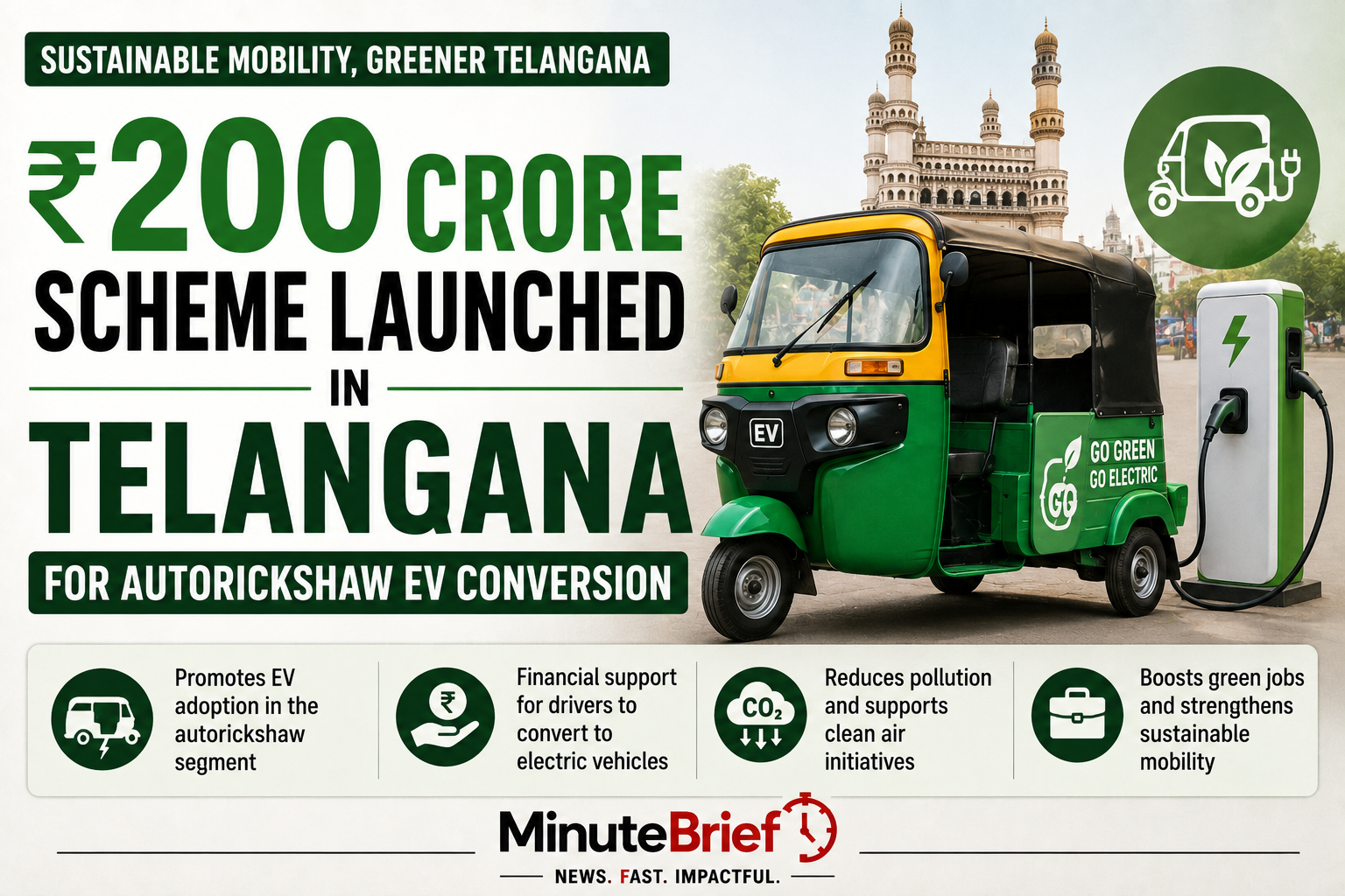 ₹200 crore scheme launched in Telangana for autorickshaw EV conversion