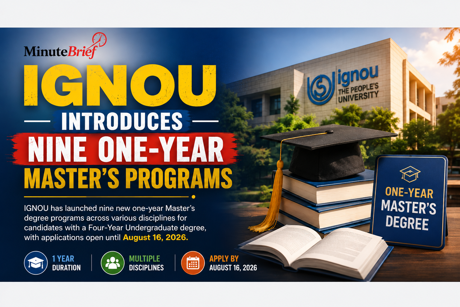 IGNOU Introduces Nine One-Year Master’s Programs