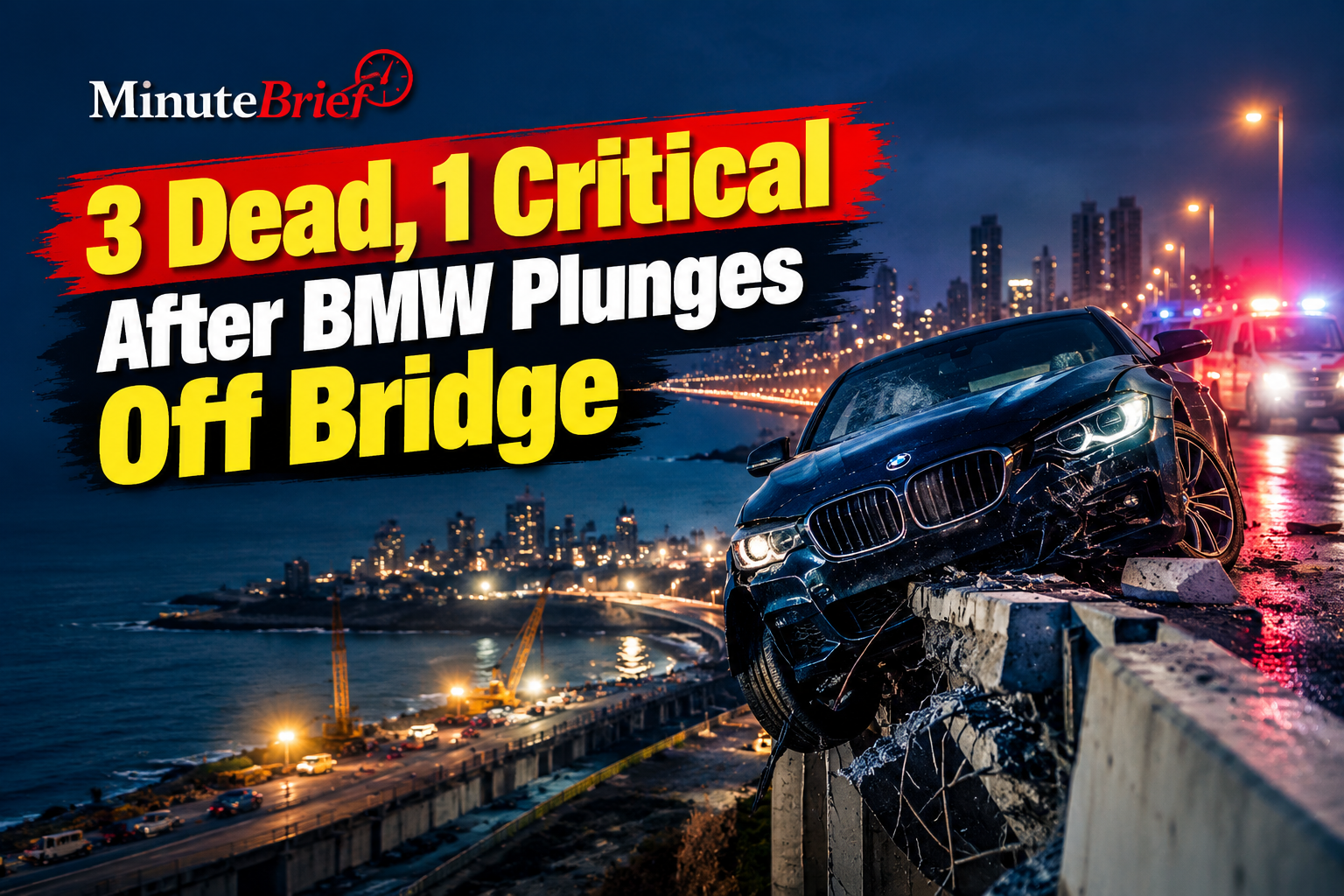 3 Dead, 1 Critical After BMW Plunges Off Bridge