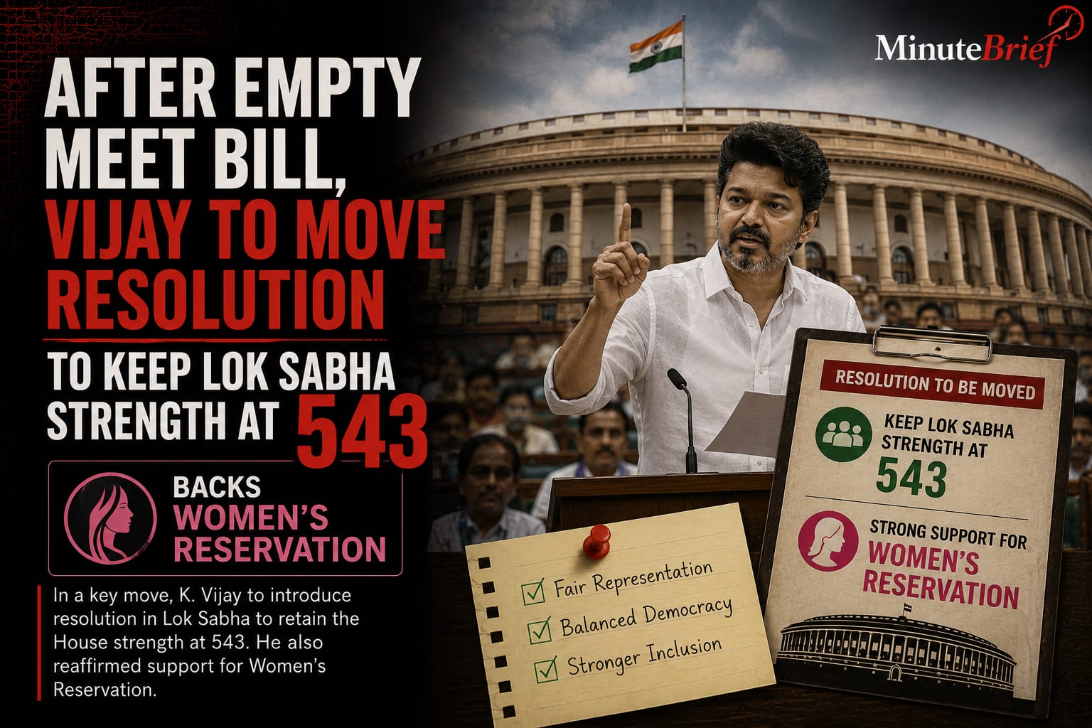 CM Vijay Supports Women’s Reservation Without Increasing Lok Sabha seat count