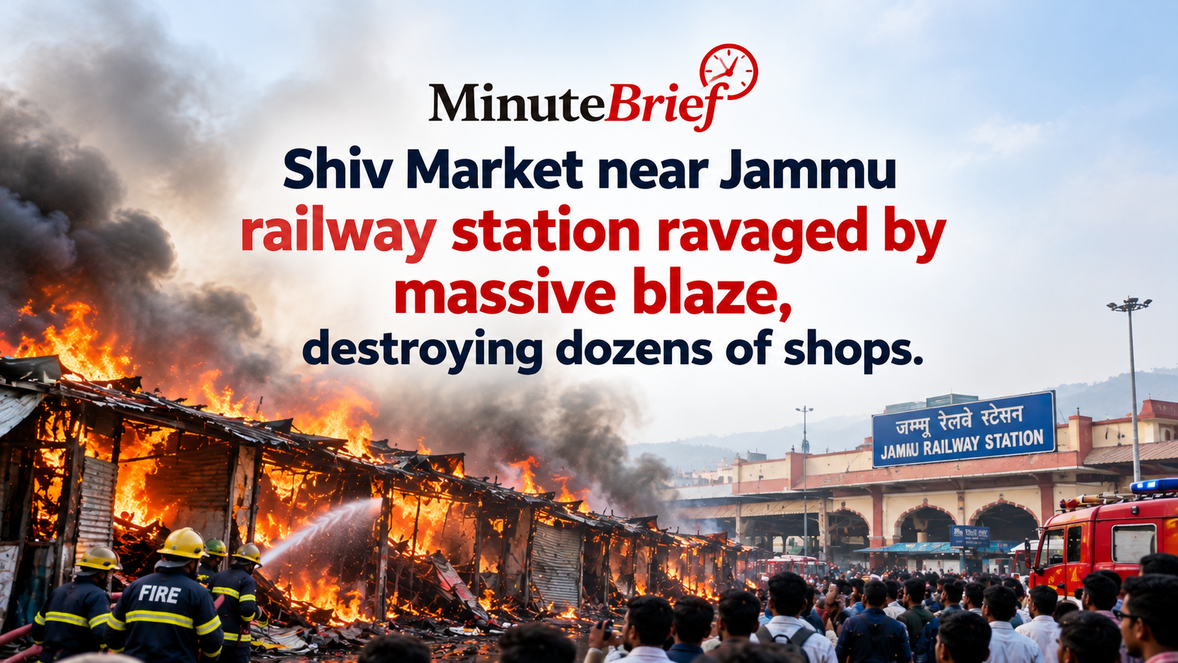 Extensive Fire Causes Severe Damage to 35-40 Shops in Shiv Market Close to Jammu Railway Station