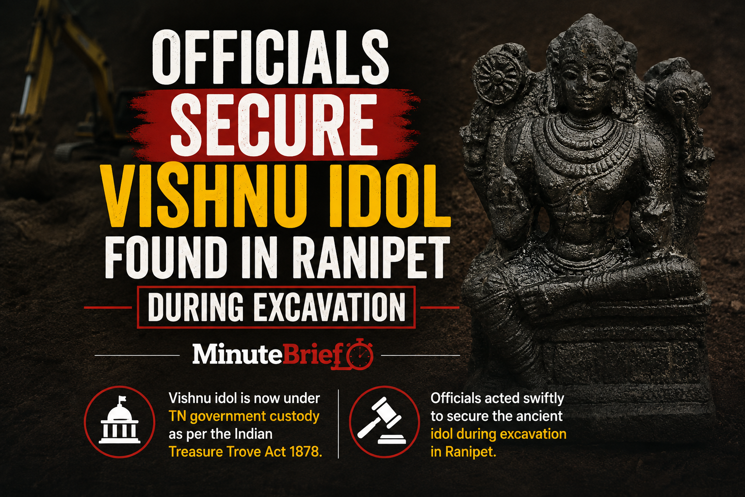 Officials Secure Vishnu Idol Found in Ranipet During Excavation