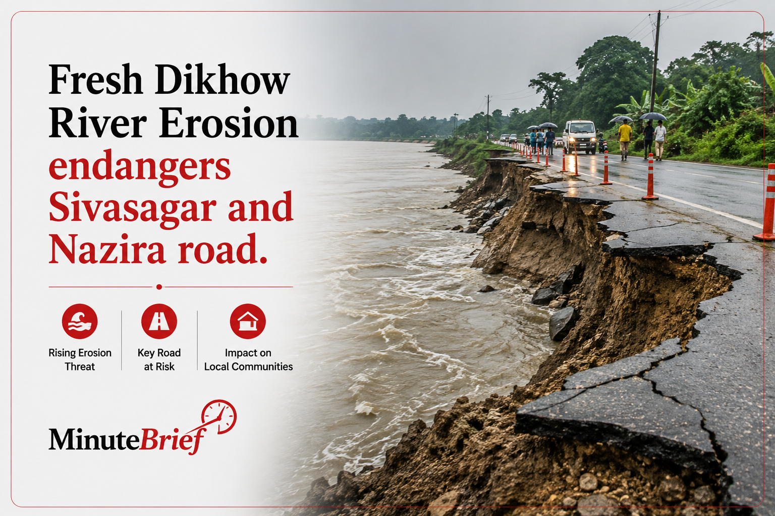 Severe Dikhhow River Erosion Endangers Sivasagar–Nazira Road and Local Communities