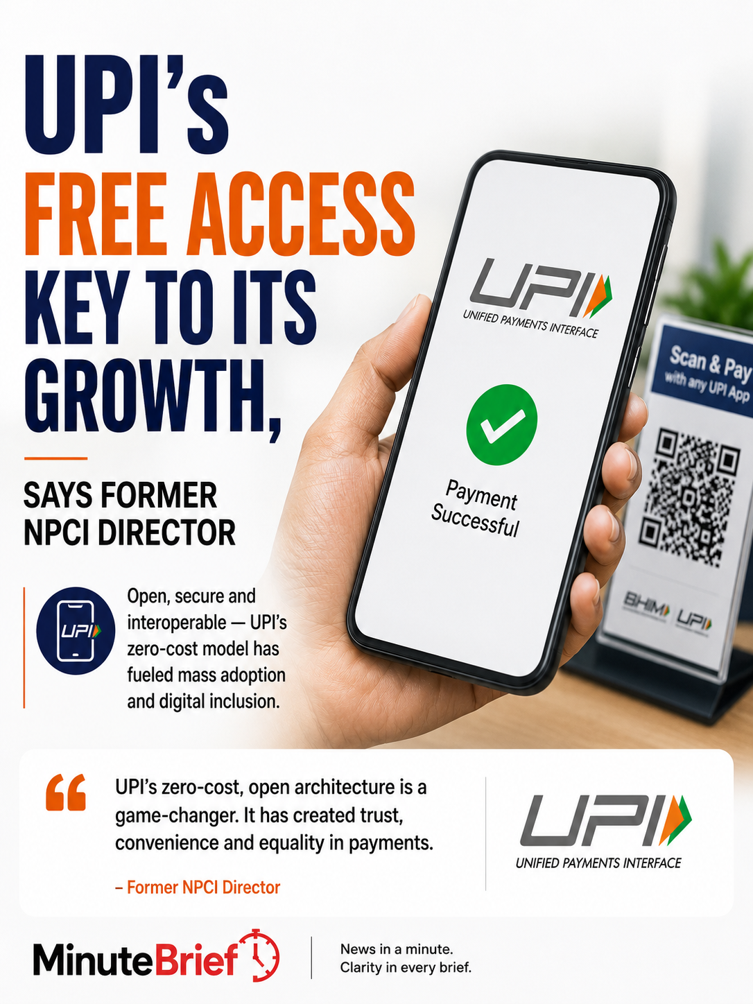 UPI's Free Access Key to Its Growth, Says Former NPCI Director