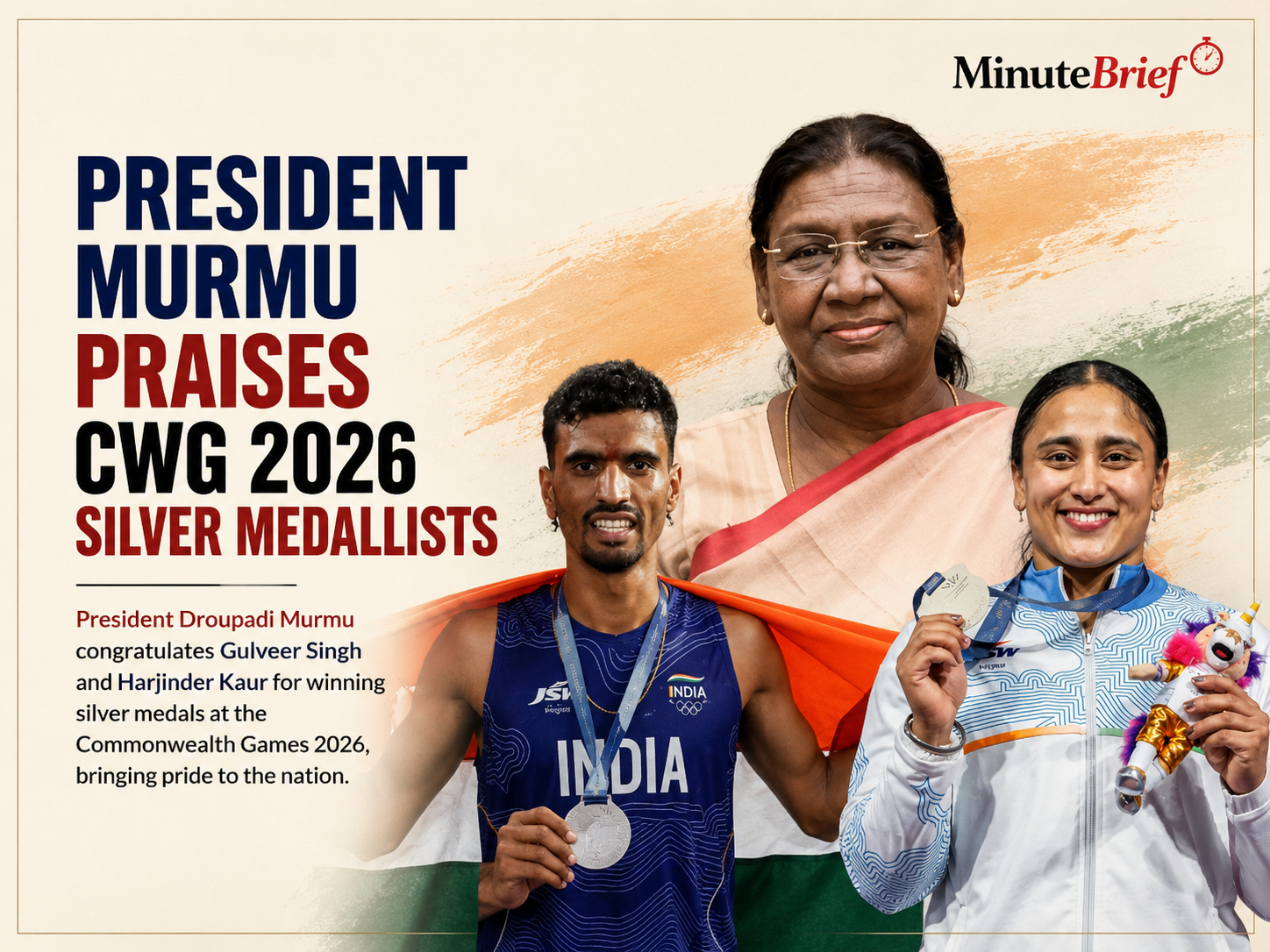 President Murmu praises CWG 2026 silver medallists Gulveer Singh, Harjinder Kaur