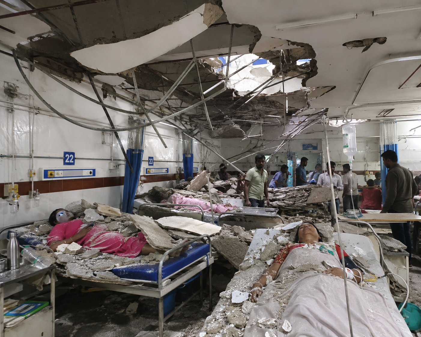 Four injured after ceiling collapses inside GMCH
