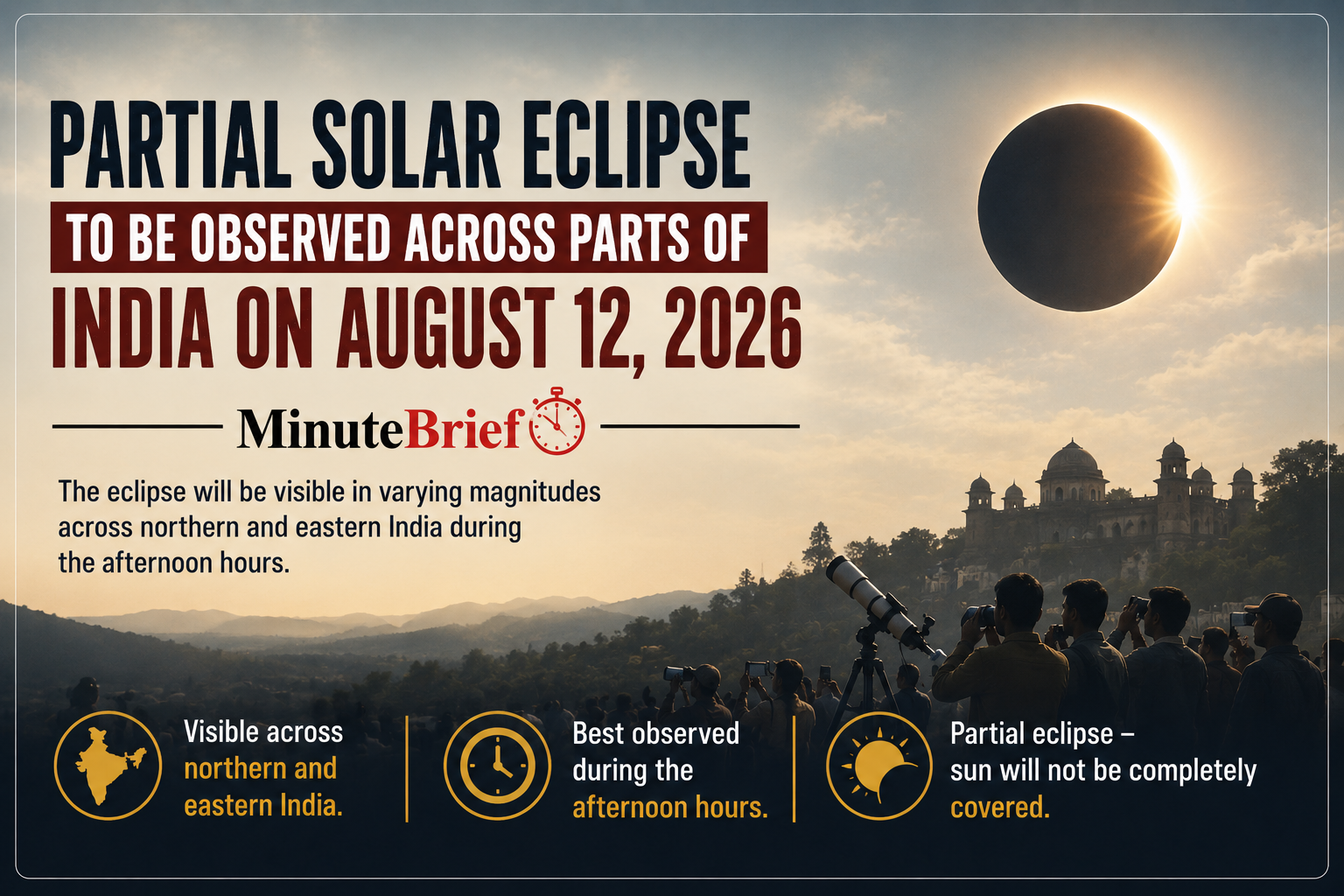 Partial solar eclipse visible from parts of India in 2026