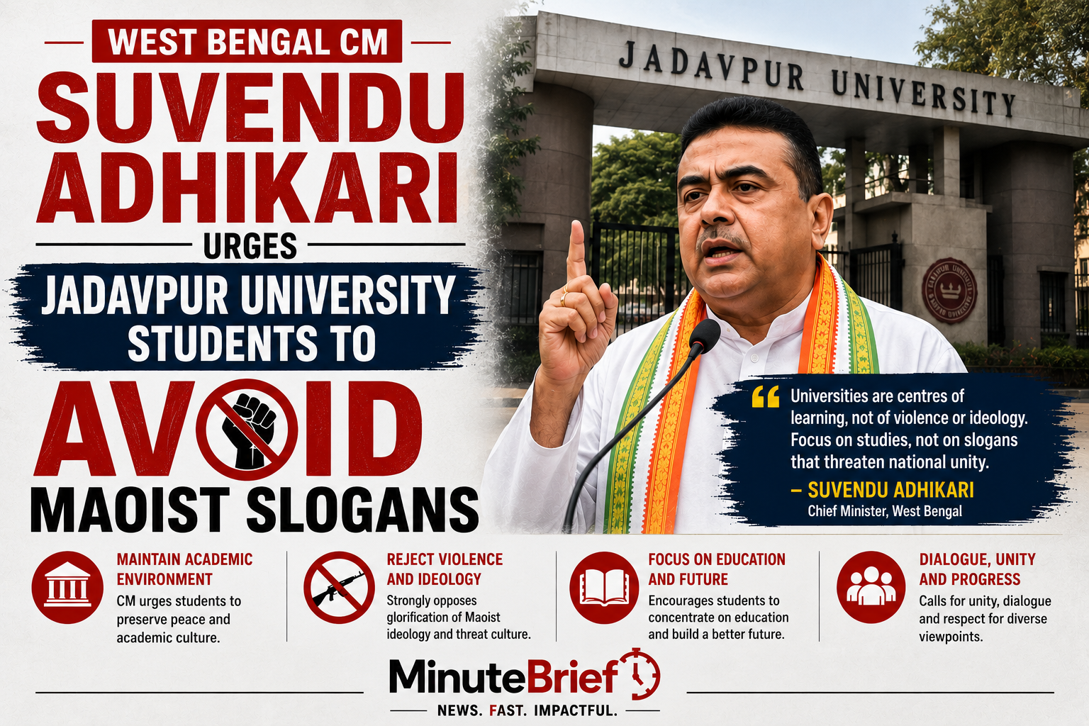 West Bengal CM Urges Jadavpur University Students to Avoid Maoist Slogans