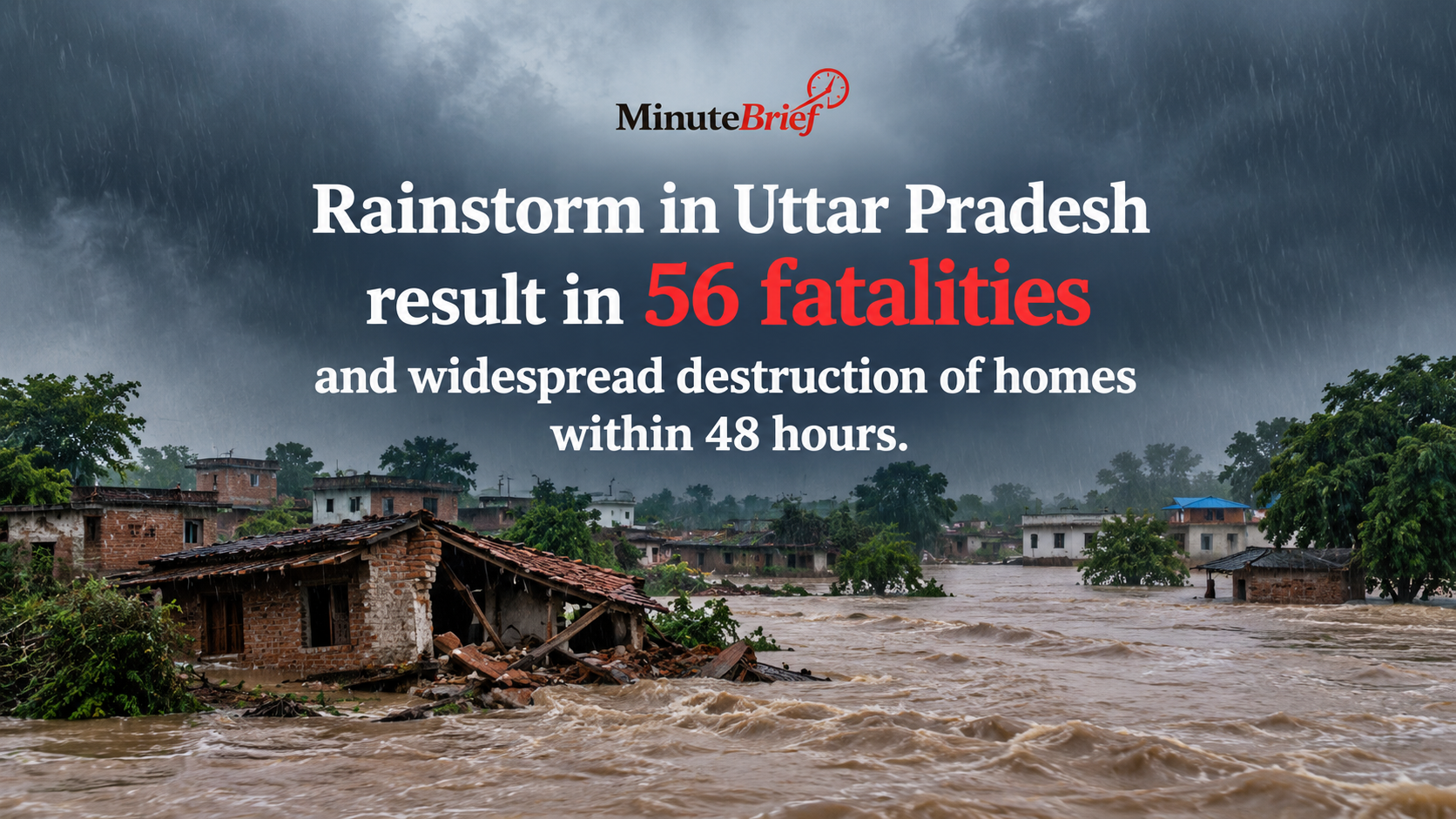 Heavy Rains Cause 56 Deaths and Damage Over 1,000 Homes Across Uttar Pradesh in 48 Htours