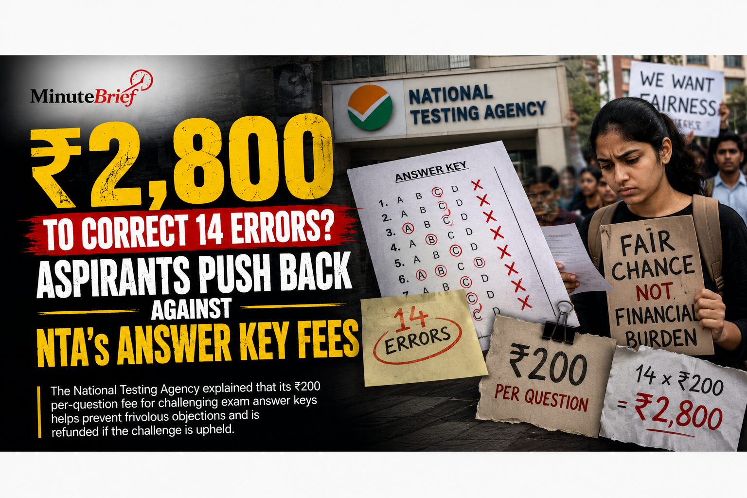 ₹2,800 to Correct 14 Errors? Aspirants Push Back Against NTA’s Answer Key Fees