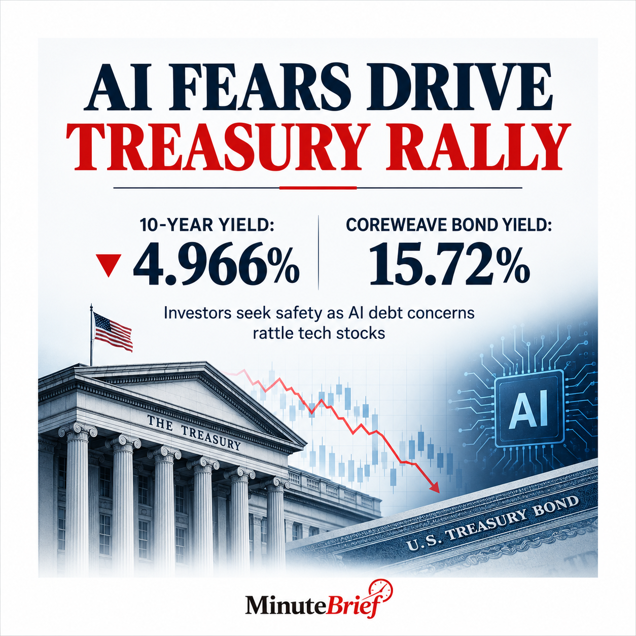 10-year Treasury Yield Falls Below 5% Amid AI Market Concerns