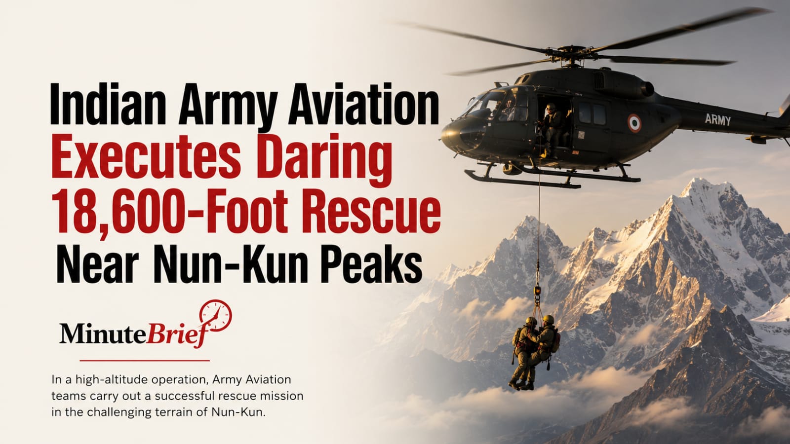 Indian Army Aviation Executes Daring 18,600-Foot Rescue Near Nun-Kun Peaks