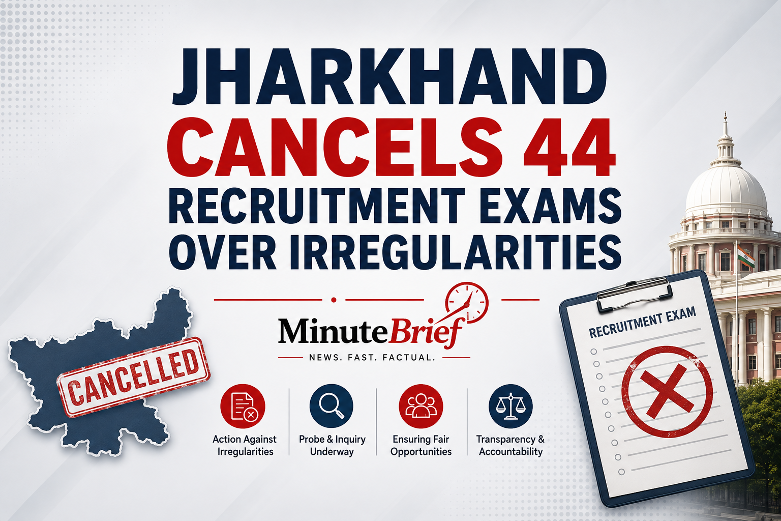 Jharkhand cancels 44 recruitment exams over irregularities