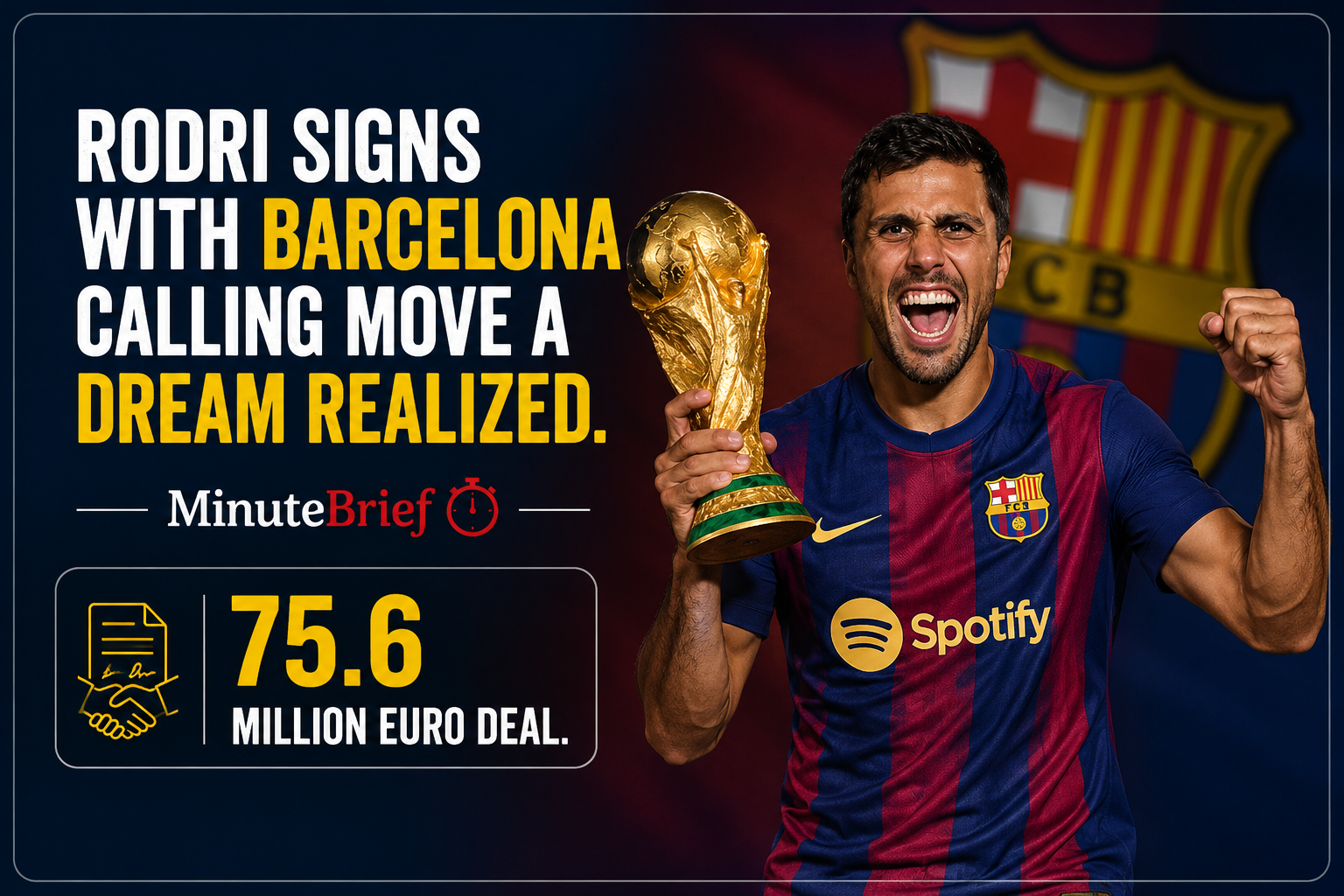 Rodri Signs with Barcelona Calling Move a Dream Realized