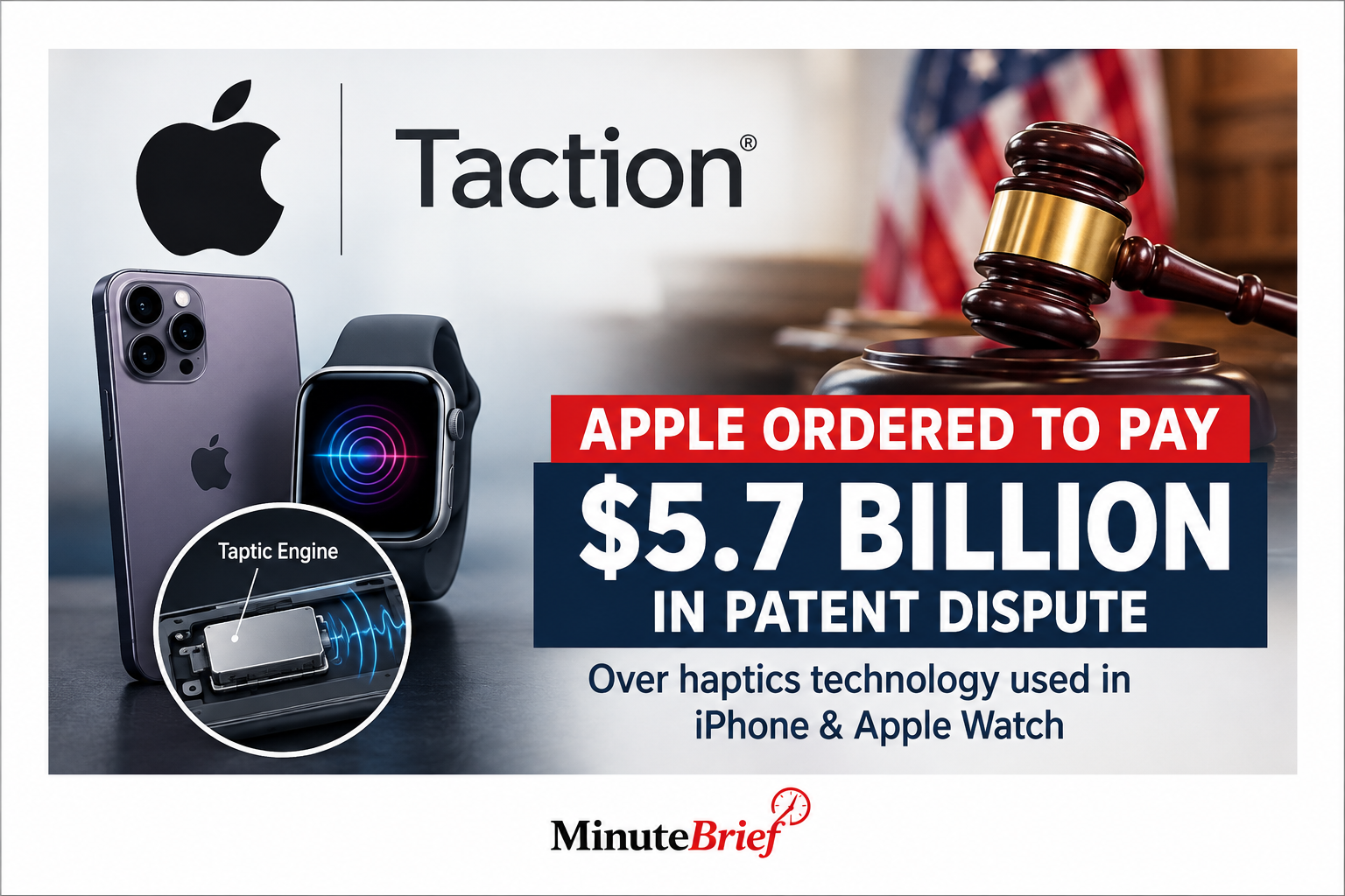 Apple ordered to pay $5.7 billion in haptics patent case